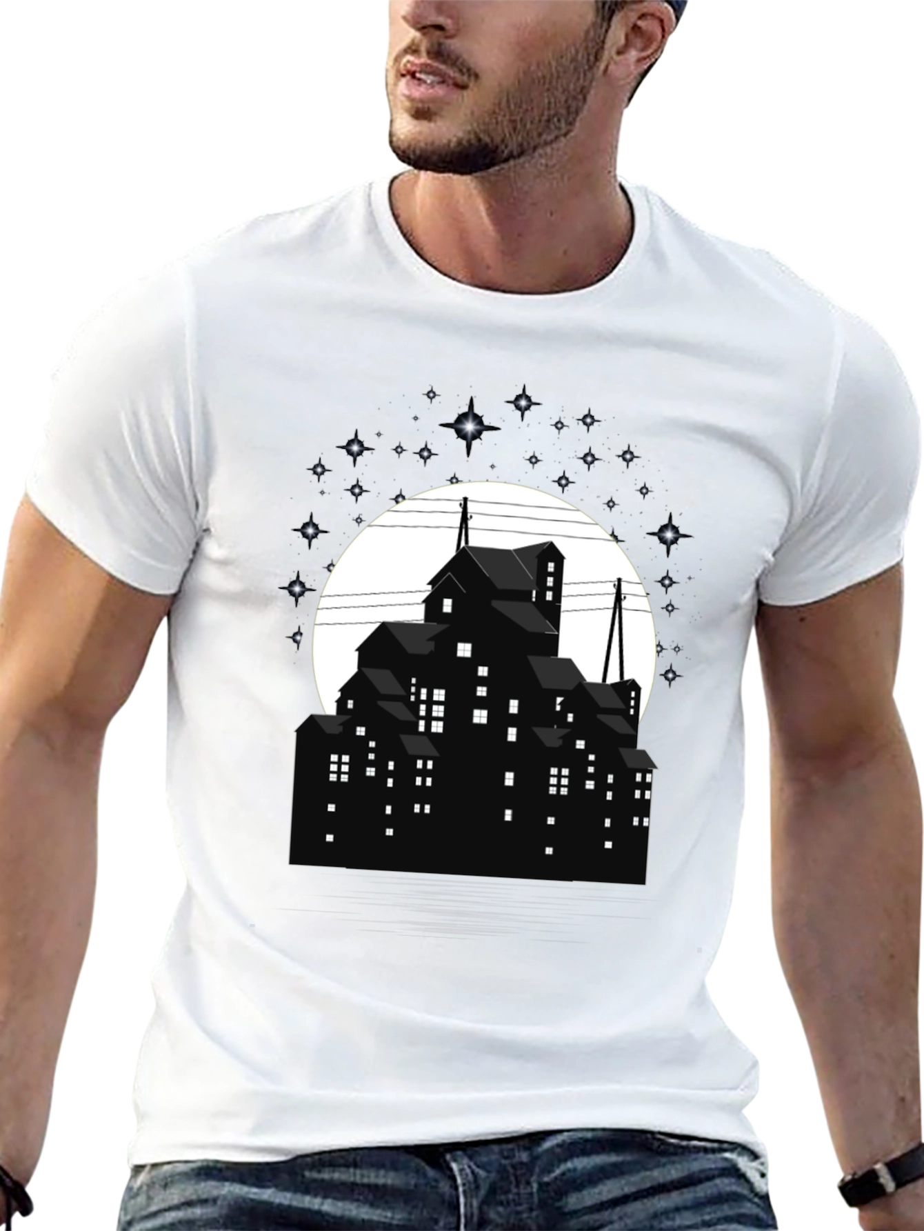 Nightscape Silhouette Graphic Tee - Unique Design - 13