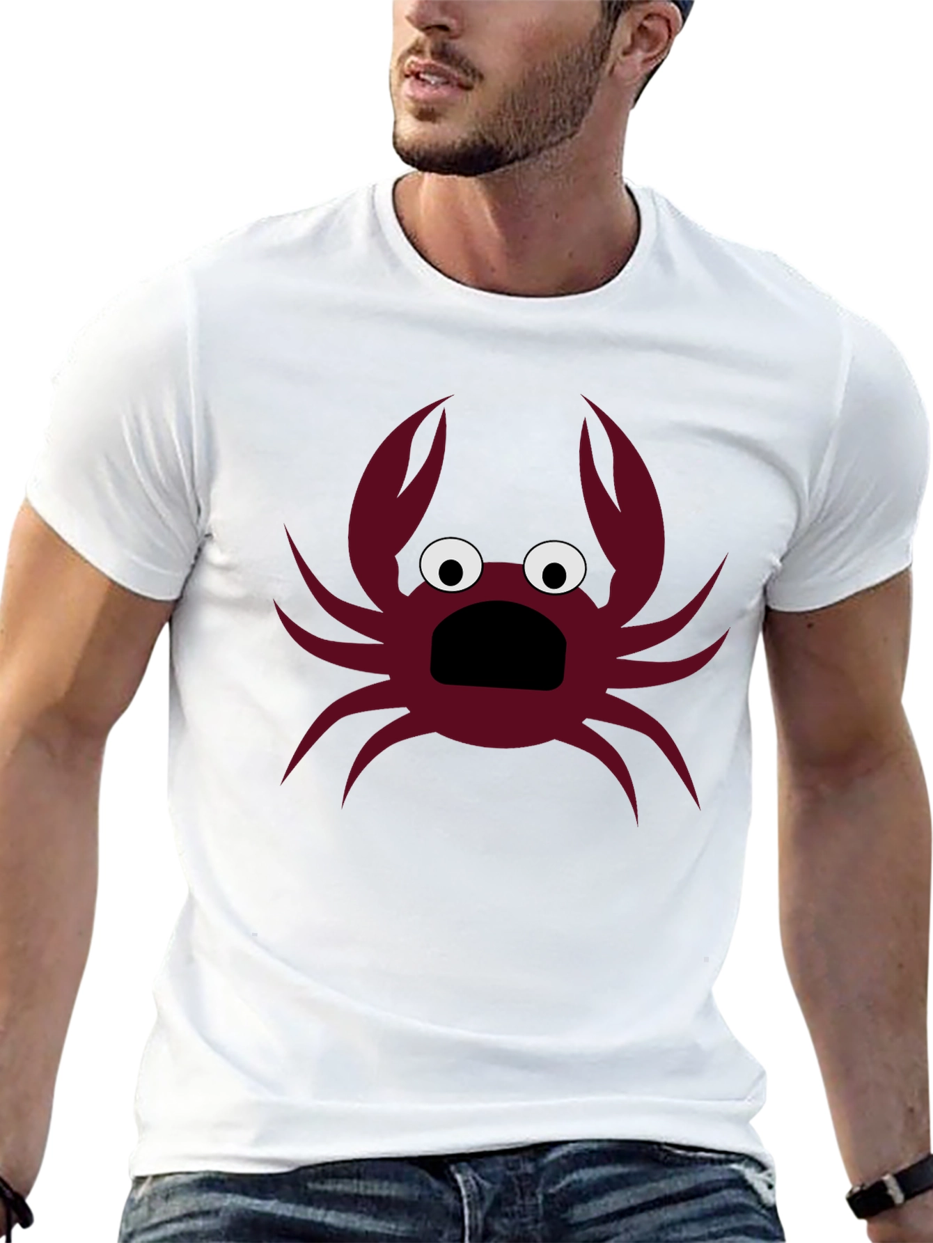 Black Funny Crab Graphic T-Shirt - Men's Black Tee view 13
