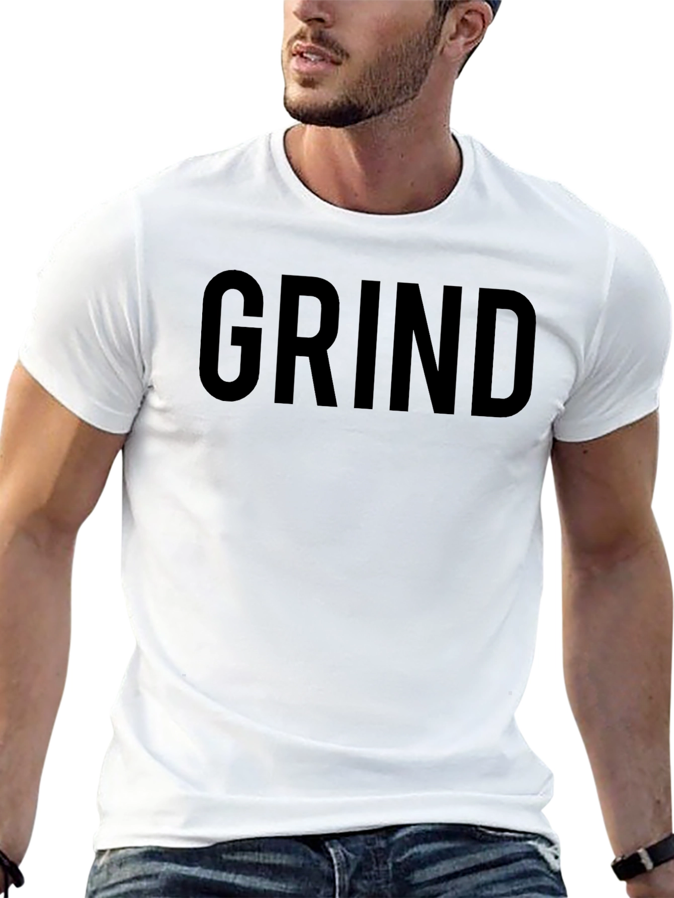 Black Men's "Grind" Black T-Shirt - Casual Style view 13