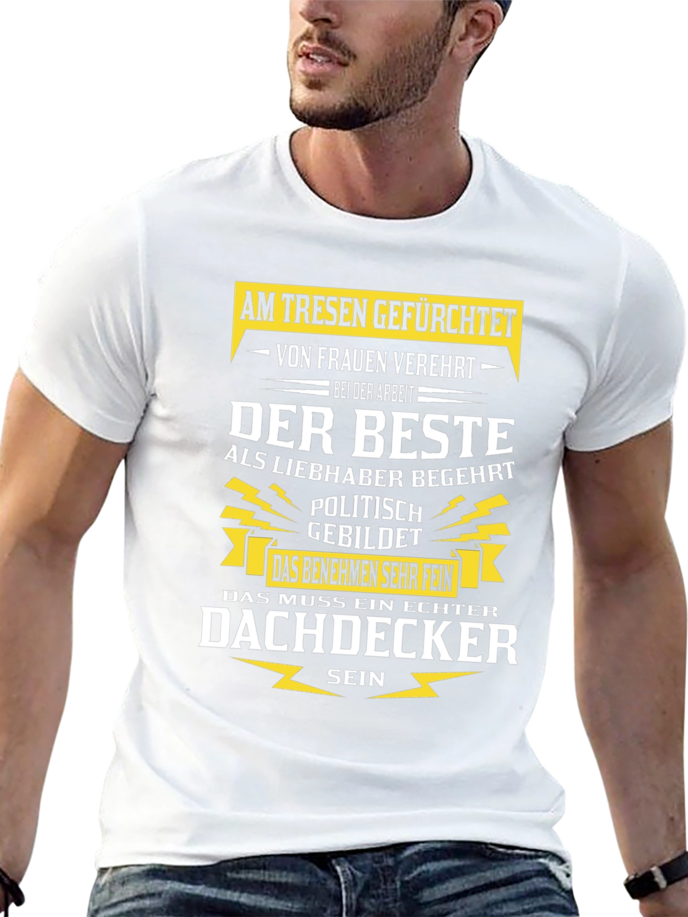 Black Humorous Roofer T-Shirt - "Dachdecker" view 13