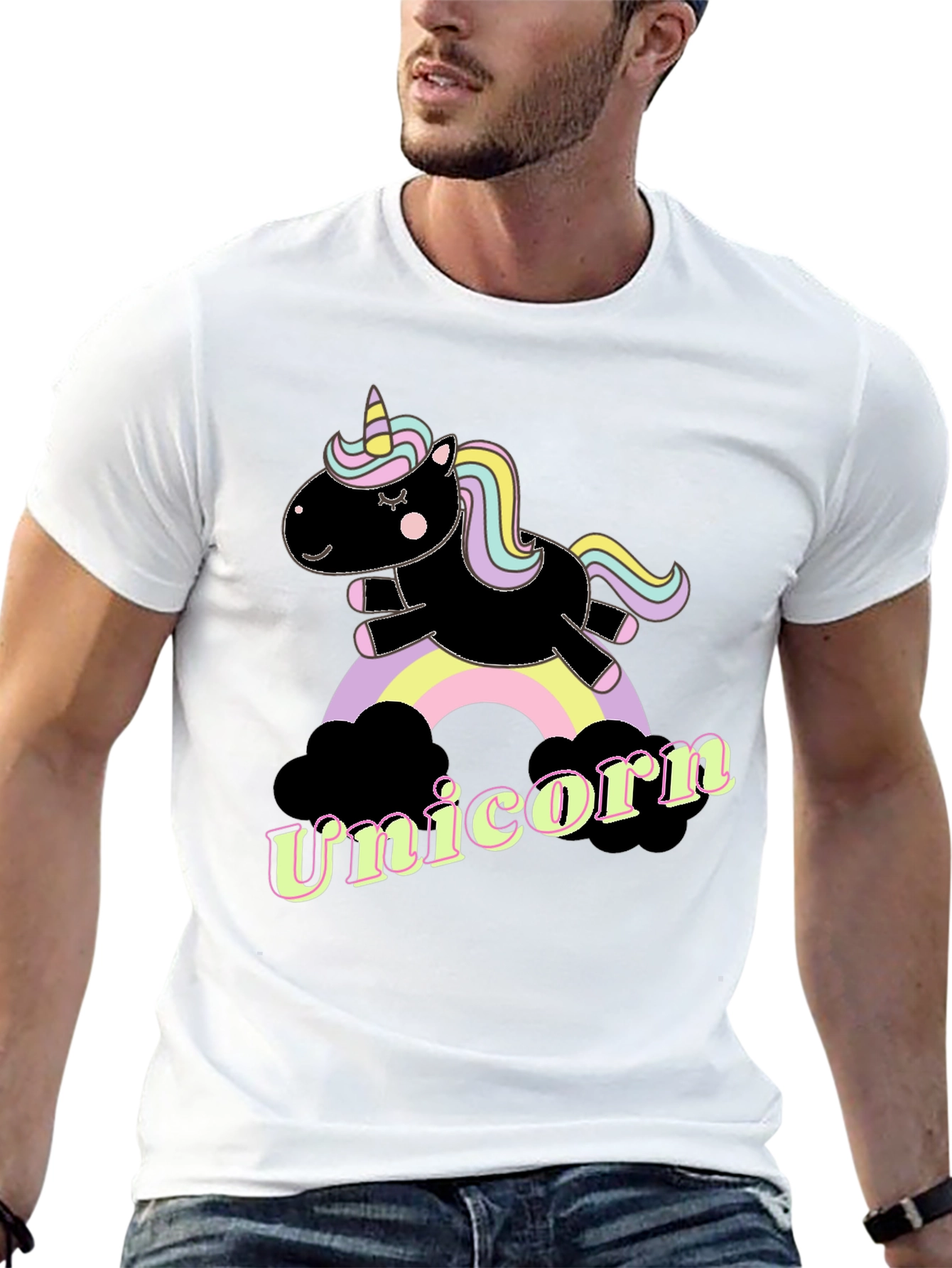 Black Unicorn Rainbow Graphic T-Shirt - Fun & Stylish view 13