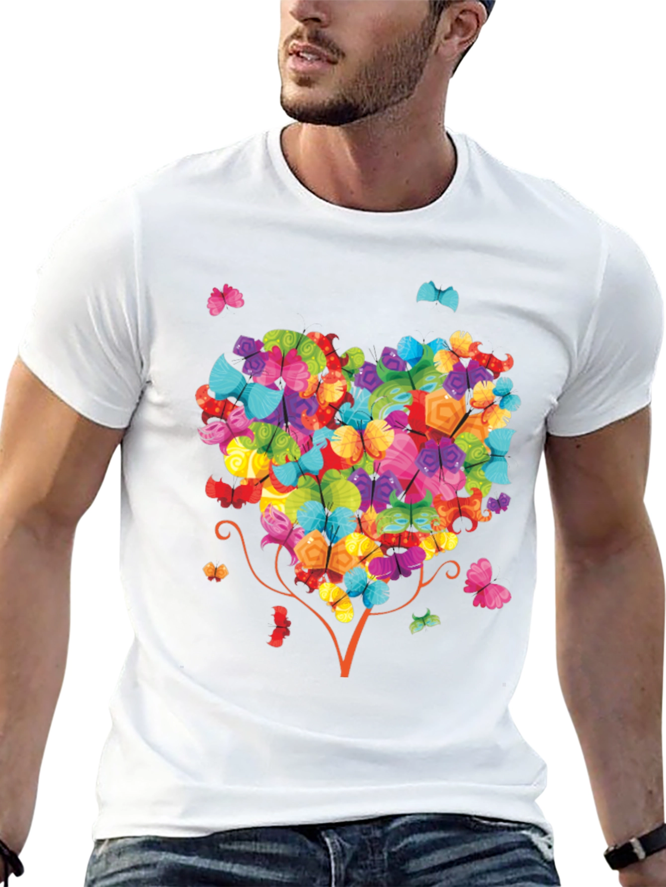 Black Butterfly Heart Tree Graphic Tee - Unique Design view 13
