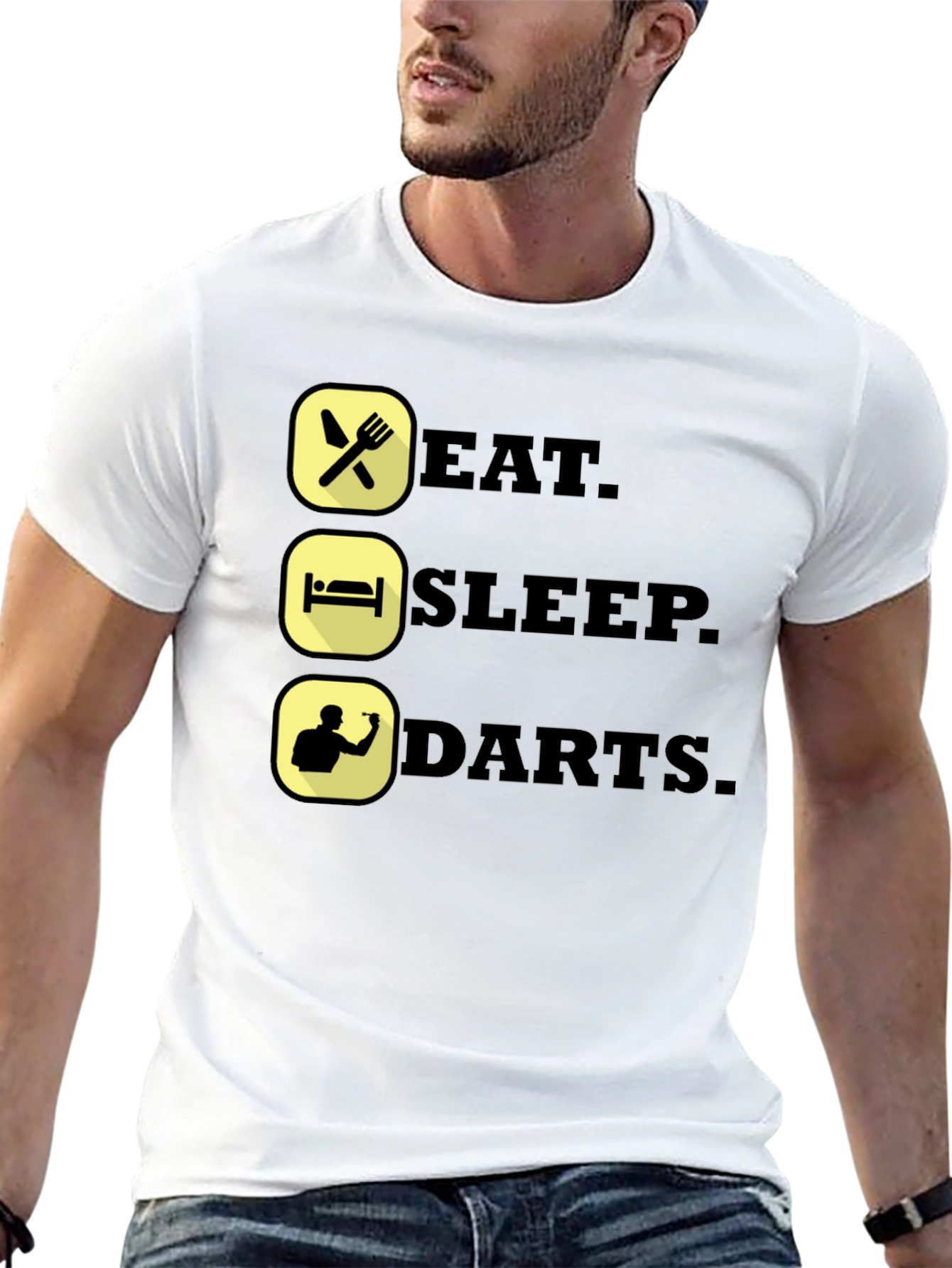 Black Eat Sleep Darts T-Shirt - Funny Dart Player Tee view 13