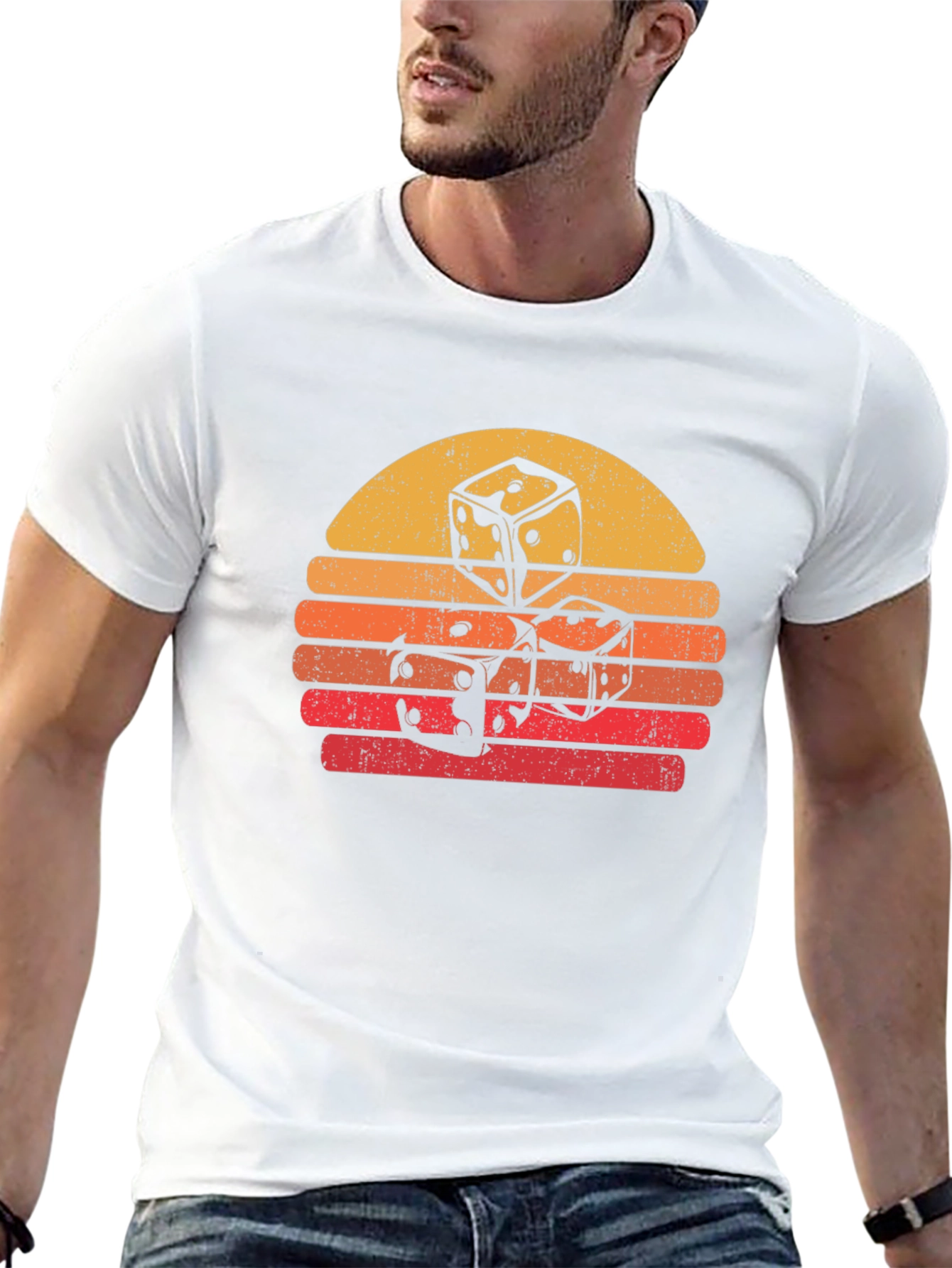 Dice Sunset Graphic Tee - Retro Style - 13