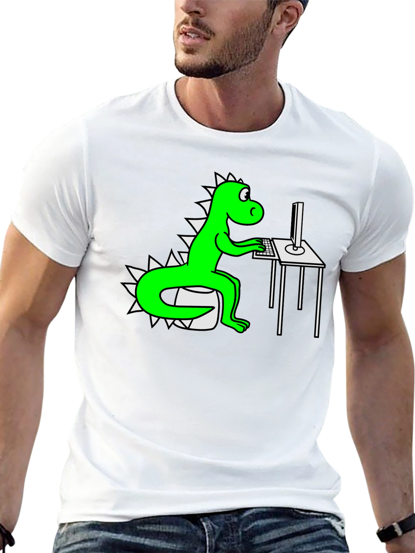 Black Dinosaur Programmer T-Shirt view 13