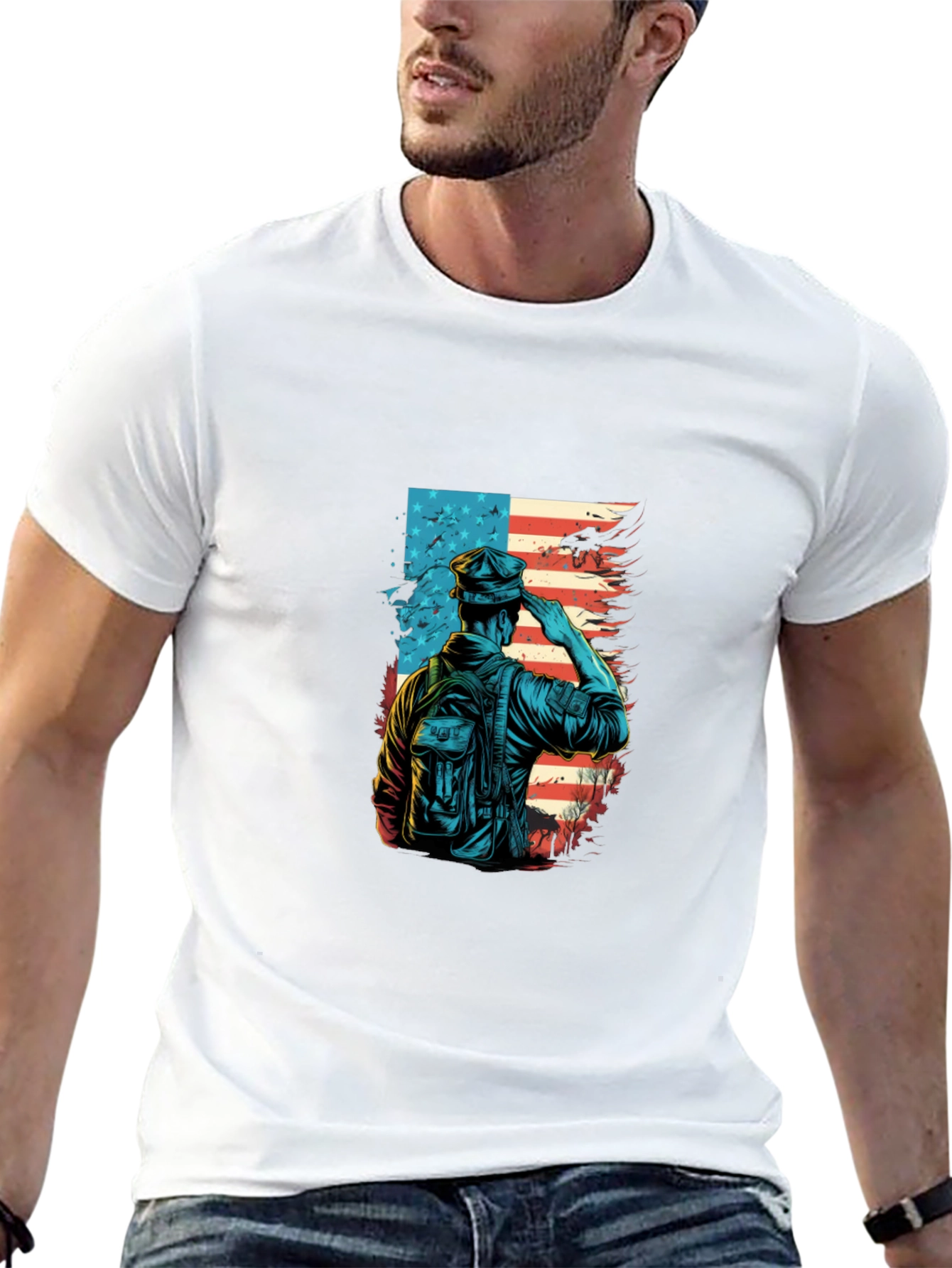 Black Patriotic Soldier Graphic T-Shirt view 13