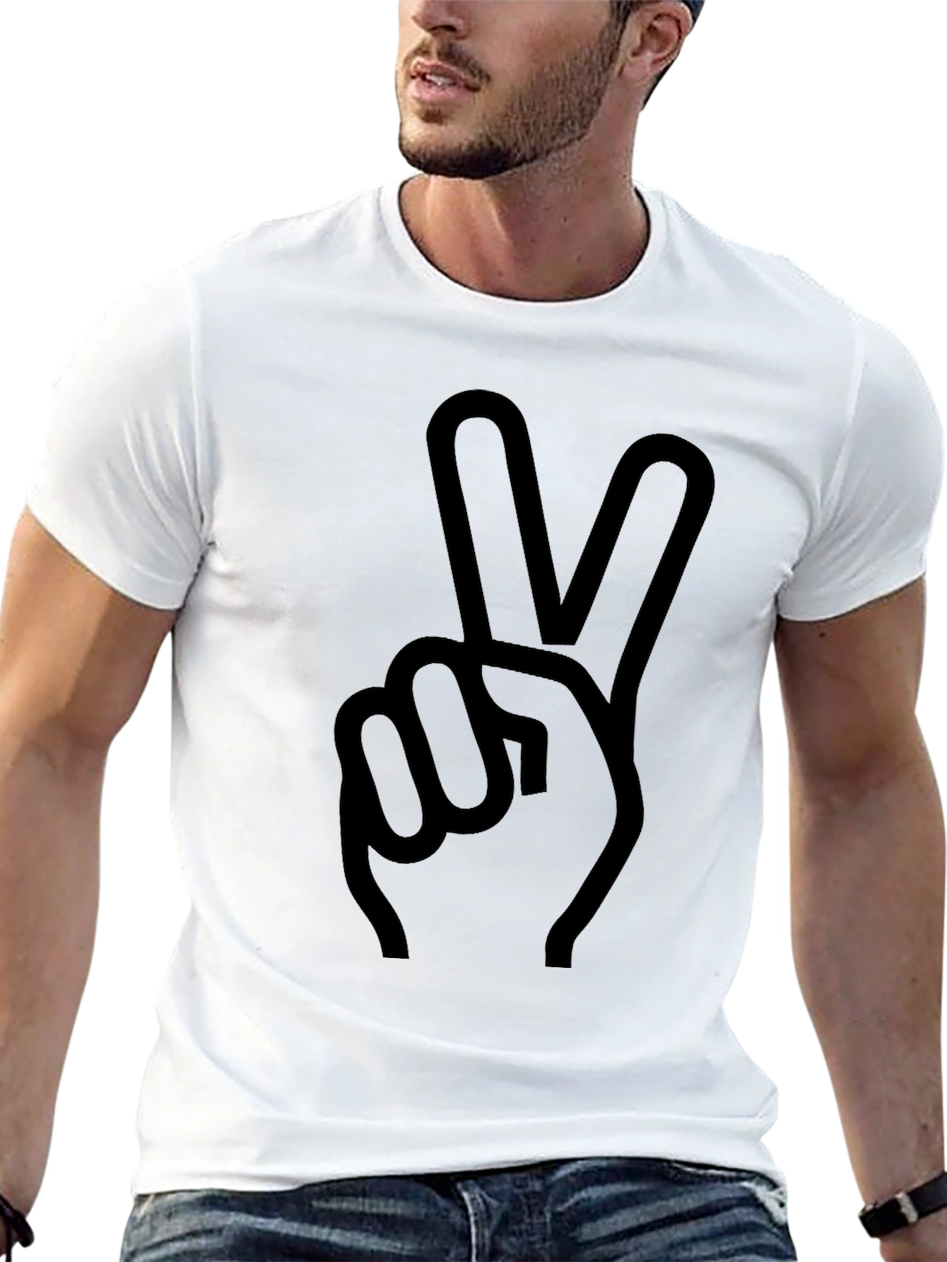 Black Peace Sign Graphic Tee - Mens Black T-Shirt view 13
