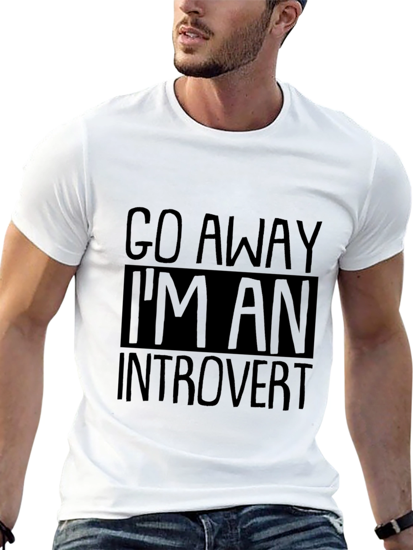 Black Go Away I'm An Introvert Black T-Shirt view 13
