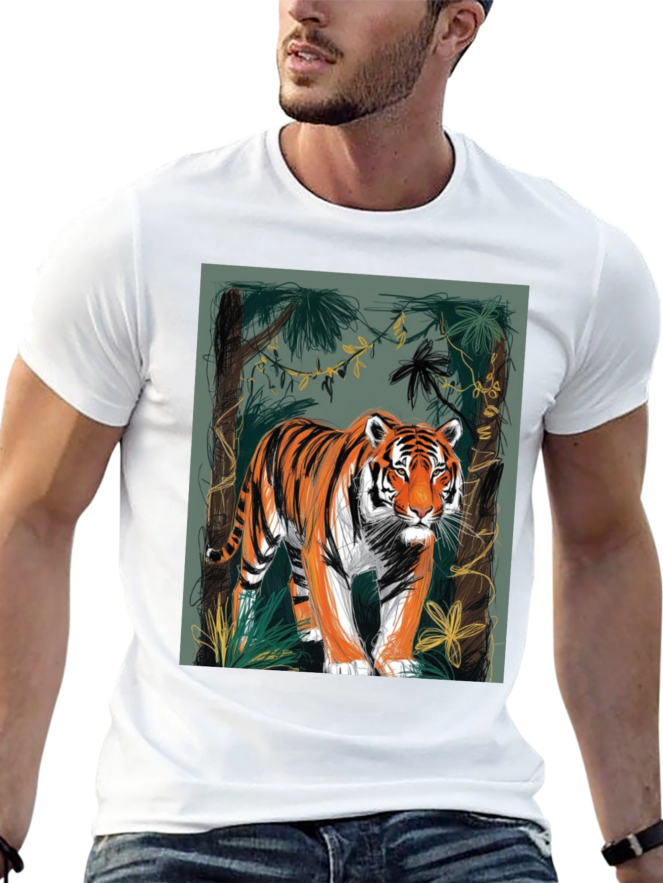 Black Tiger Graphic Tee - Jungle Design view 13