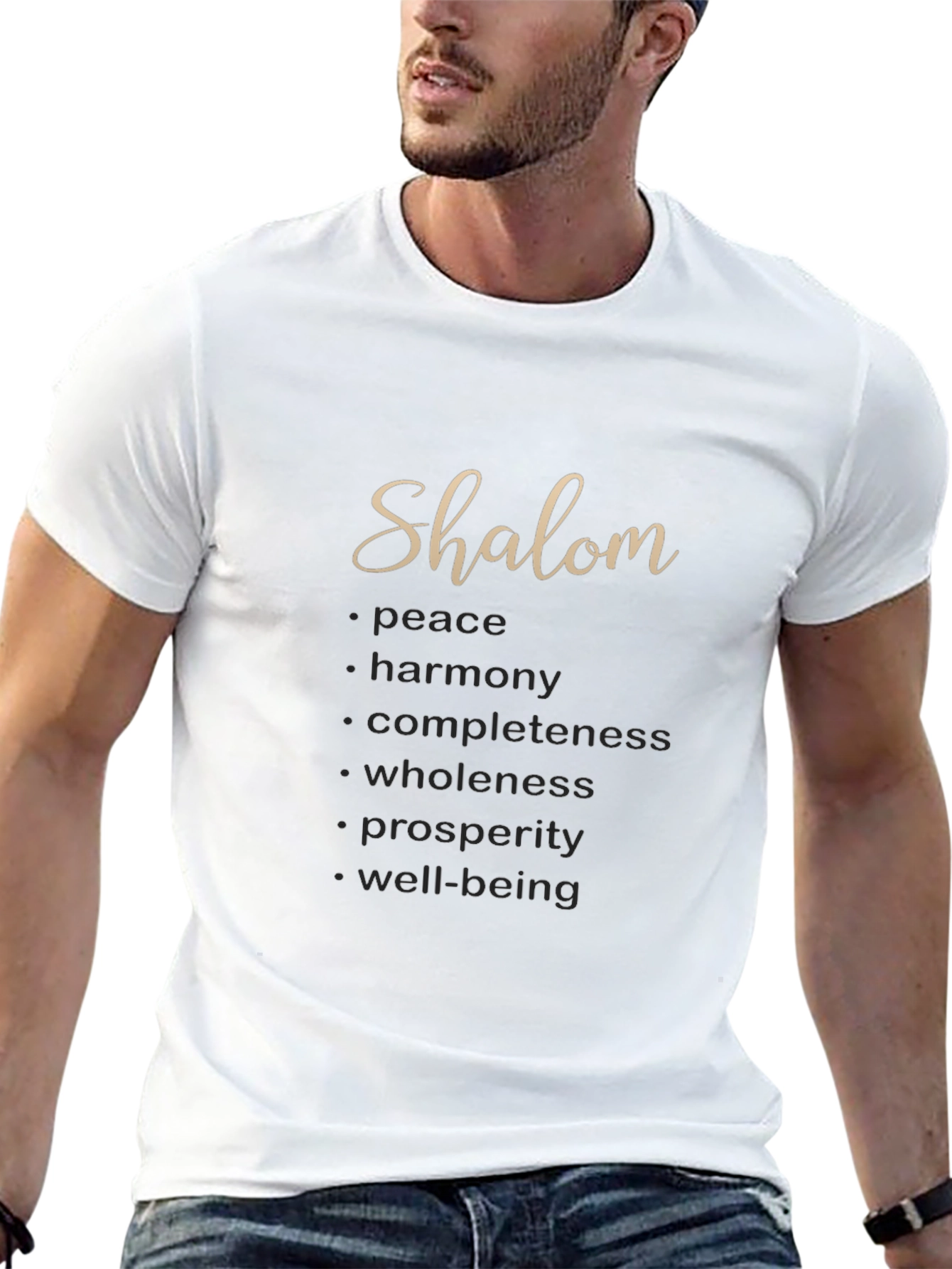 Black Shalom Meaningful Word Art T-Shirt view 13