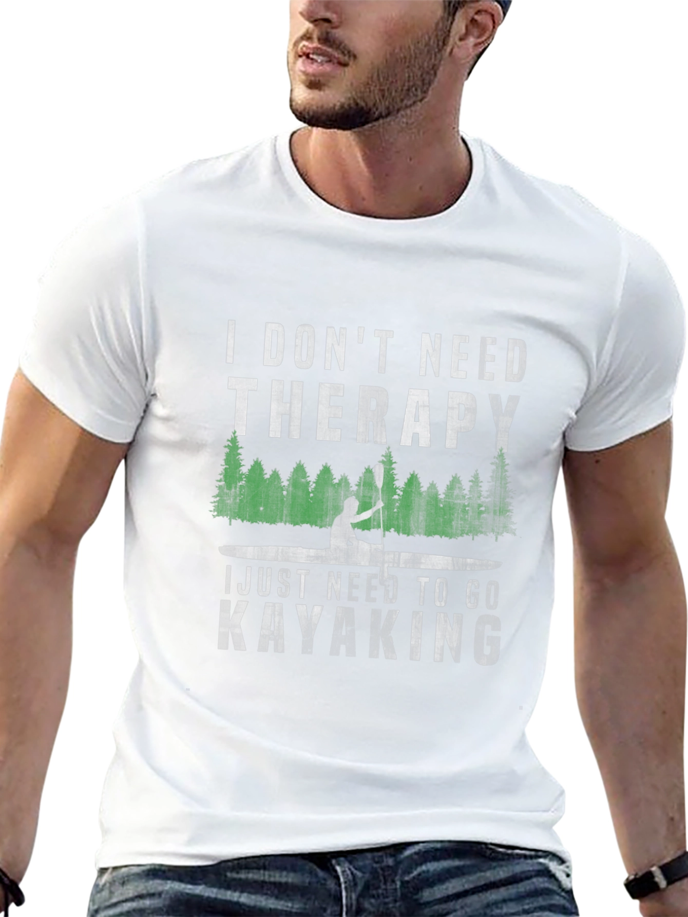 Black I Don't Need Therapy Kayaking T-Shirt view 13