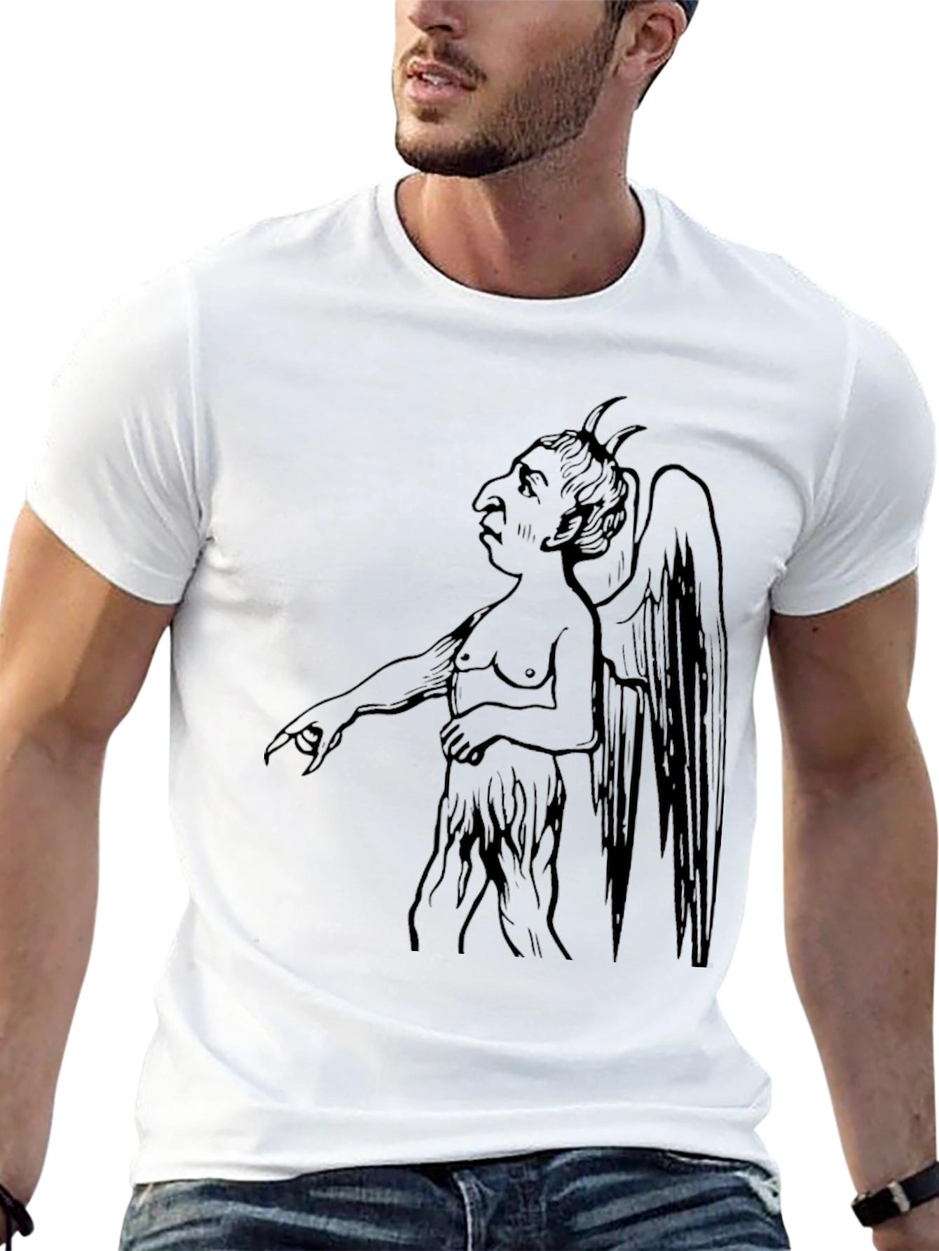 Black Devil Graphic T-Shirt - Black, Unique Design view 13