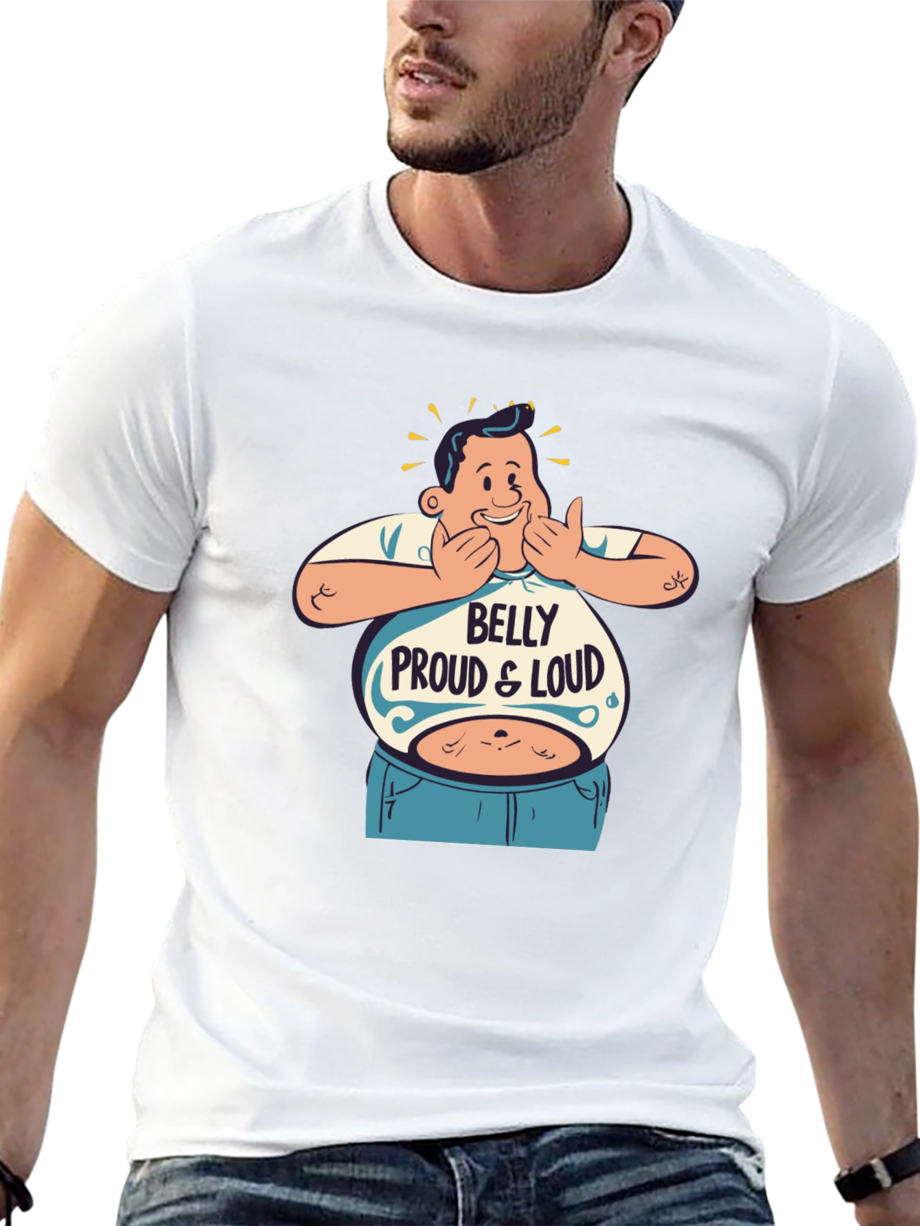Black Belly Proud & Loud T-Shirt - Funny Graphic Tee view 13