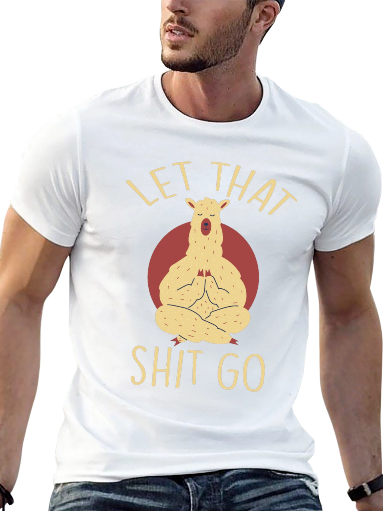 Black Llama Yoga T-Shirt - Let That Go Funny Graphic Tee view 13