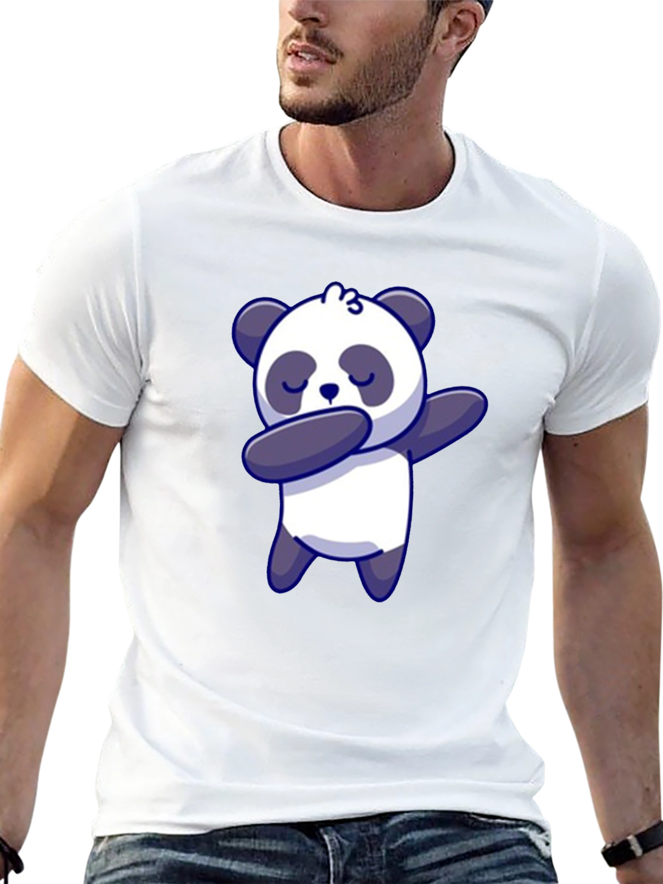 Black Dabbing Panda Bear T-Shirt Black view 13