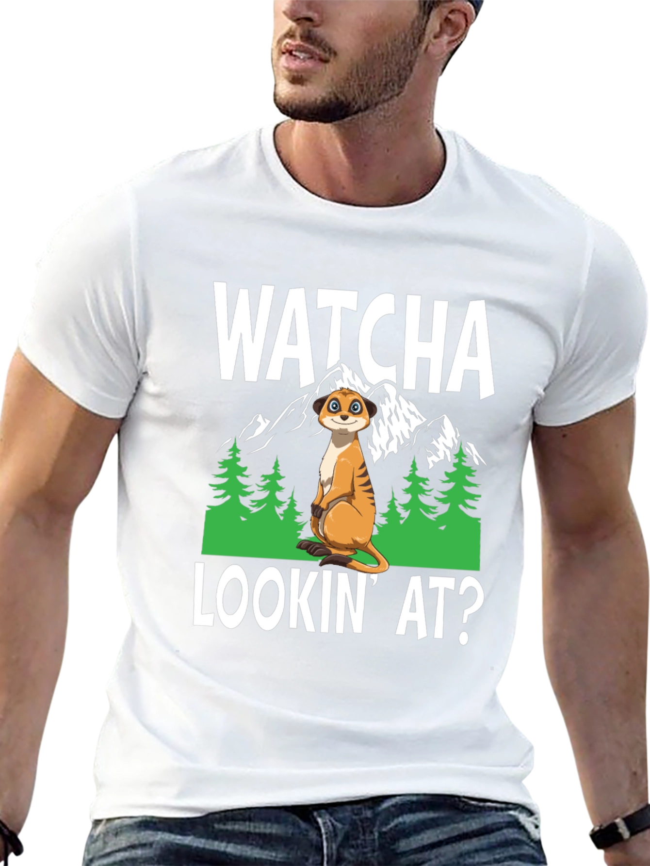 Black Watcha Lookin' At? Meerkat Graphic Tee view 13
