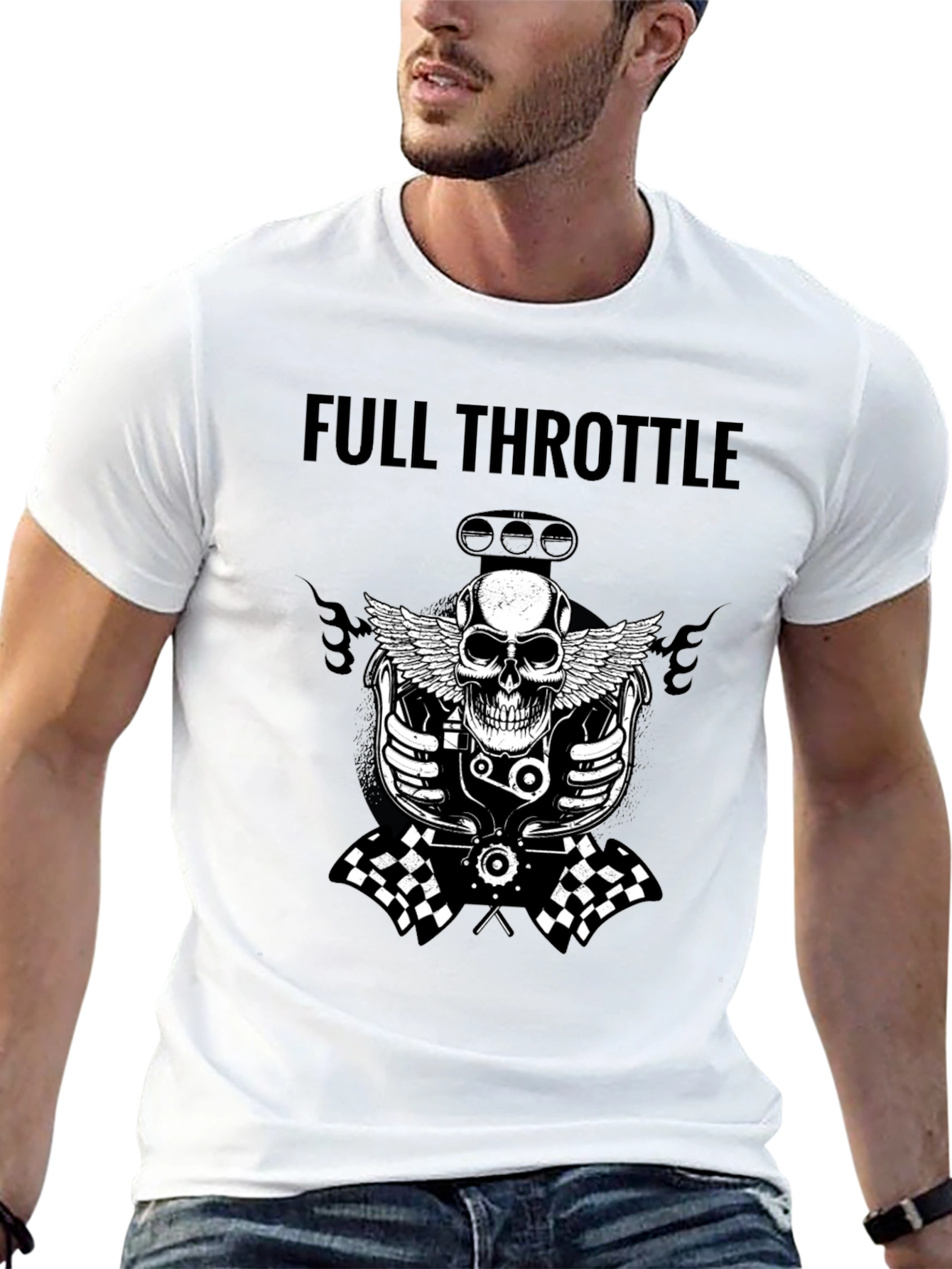 Black Full Throttle Skull Graphic Tee - Black view 13