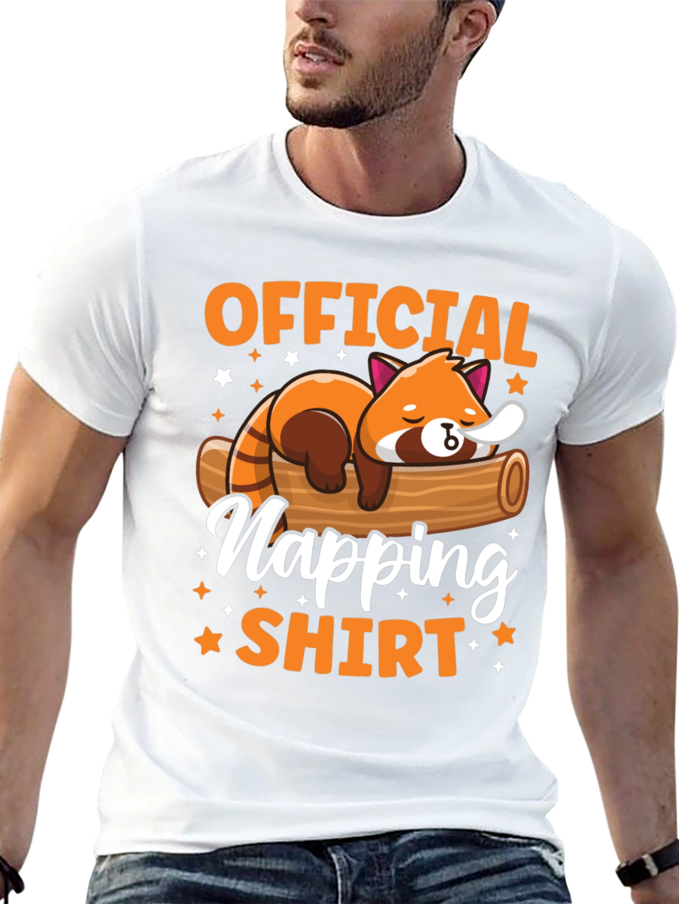 Black Official Napping Shirt - Red Panda Design view 13