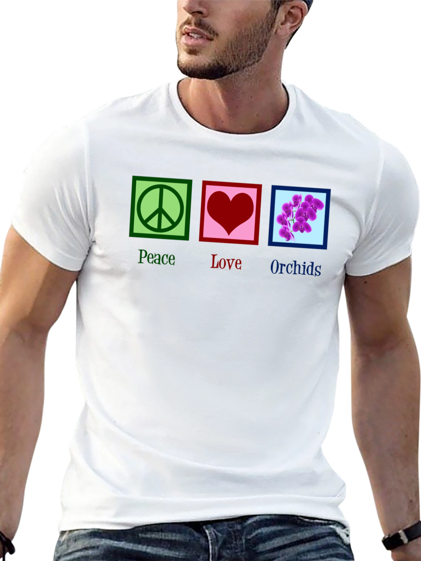 Black Peace Love Orchids T-Shirt view 13