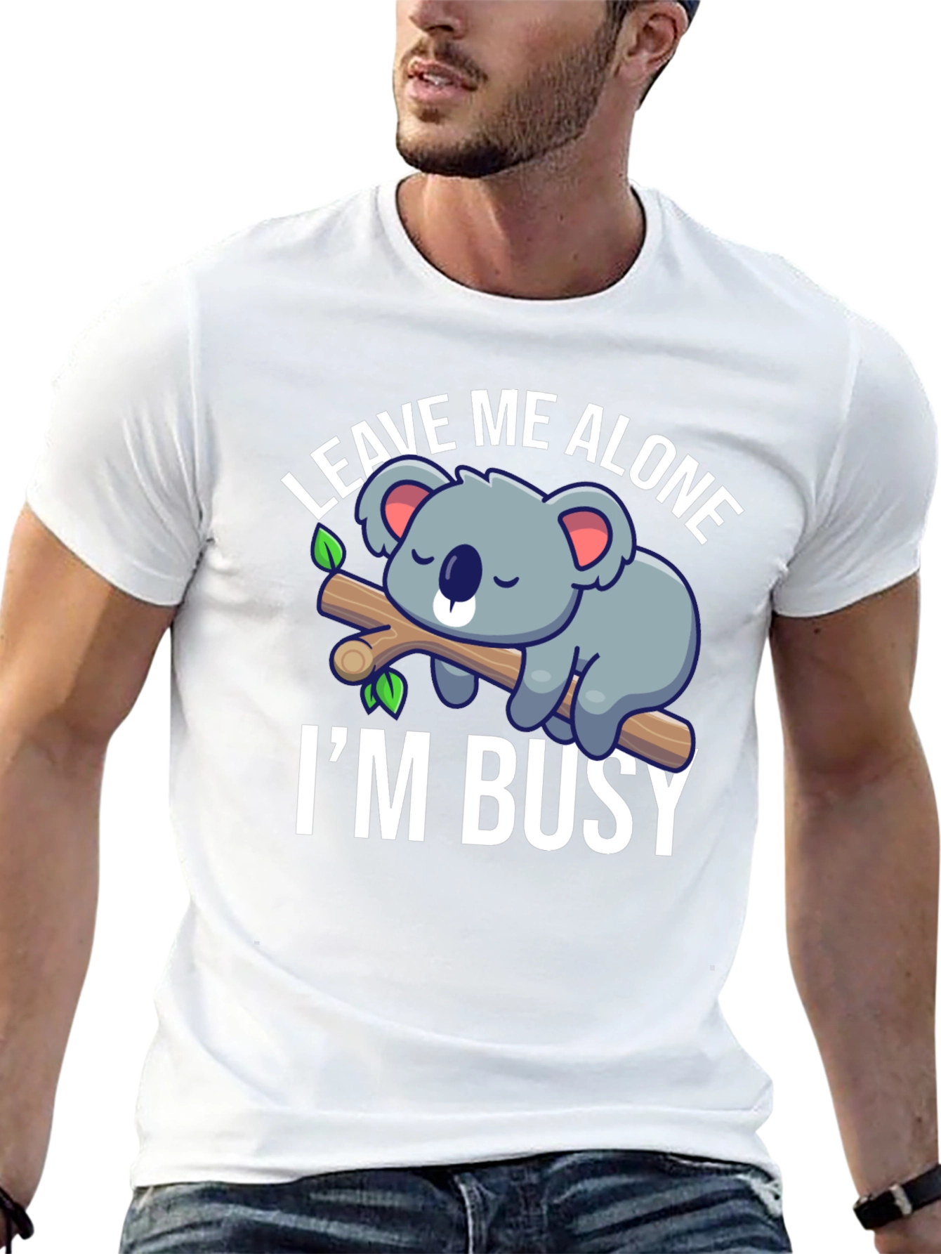 Black Leave Me Alone I'm Busy Koala Graphic T-Shirt view 13