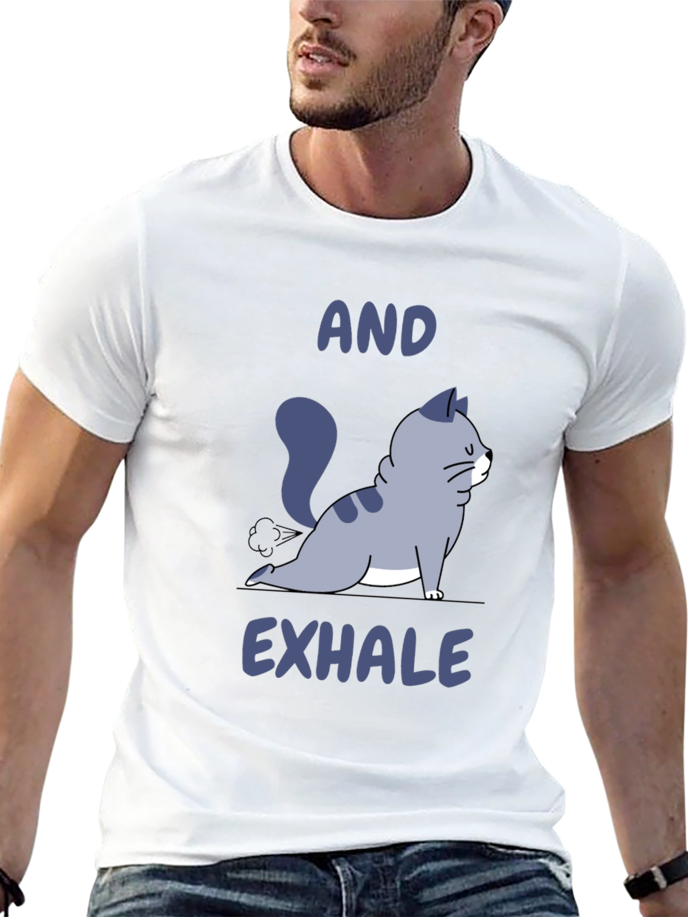 Black Yoga Cat Fart And Exhale T-Shirt view 13