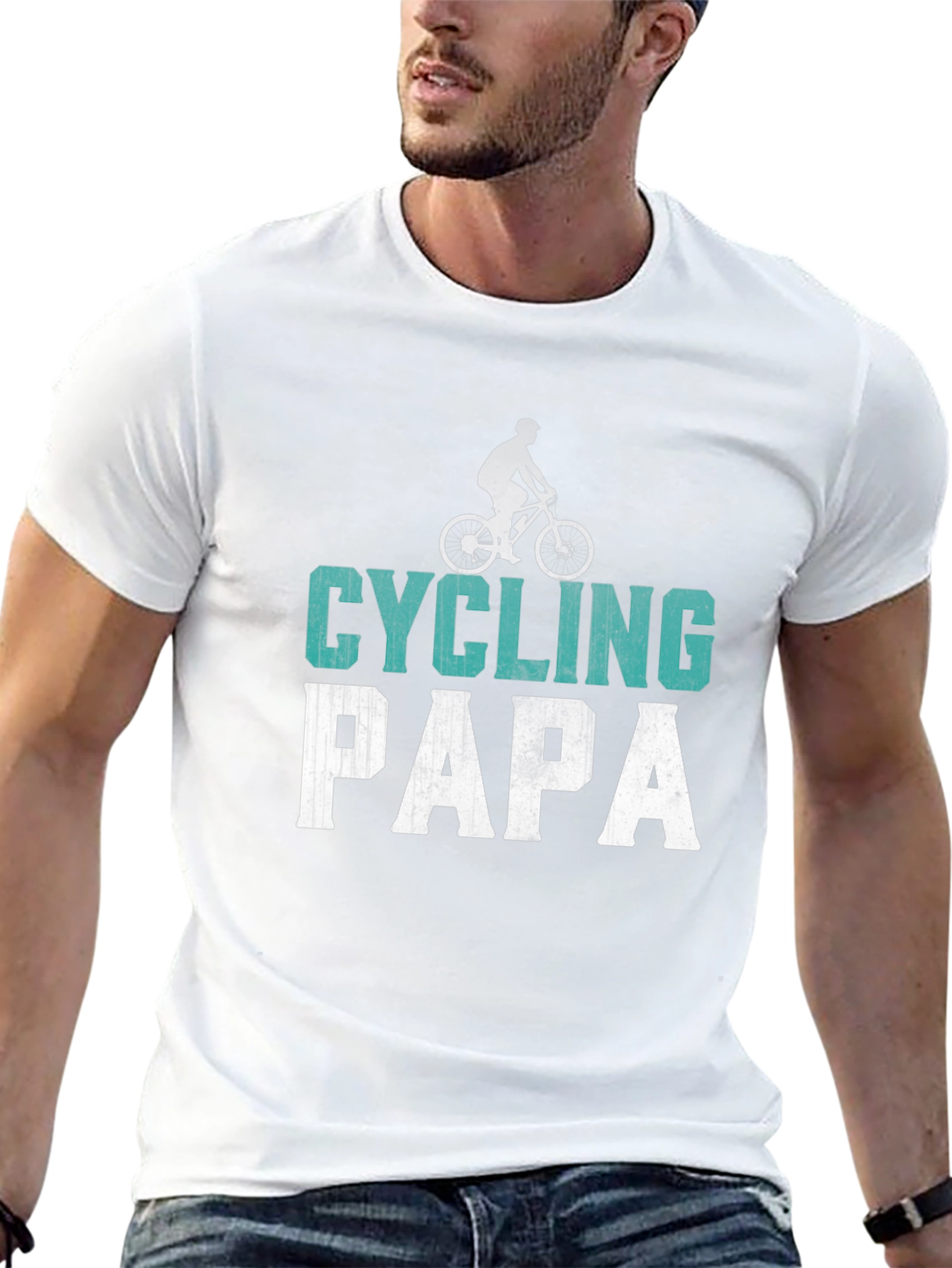 Black Cycling Papa Graphic Tee - Perfect for Dad view 13
