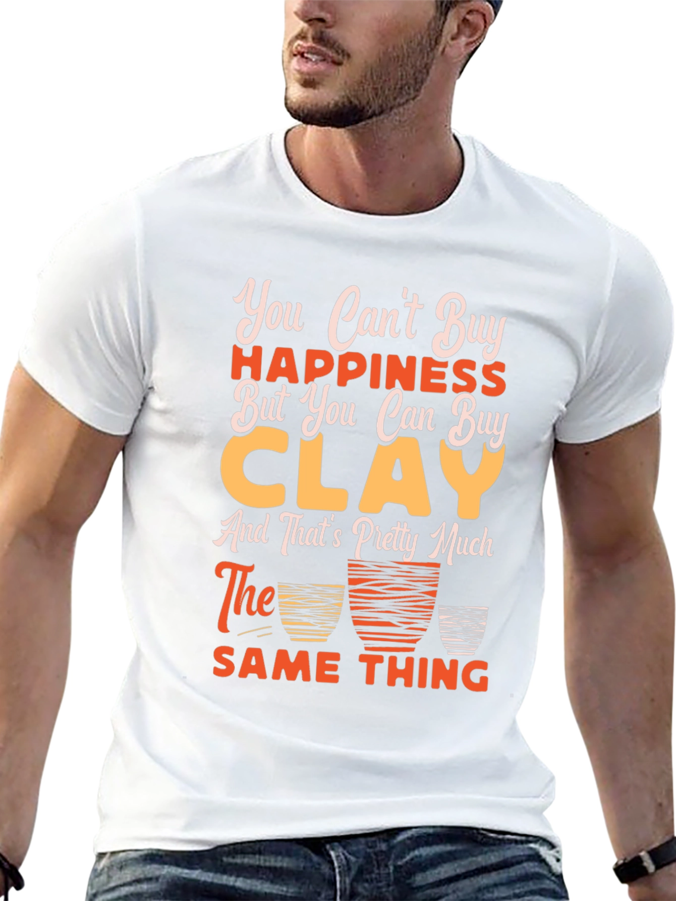 Black Funny Clay Pottery T-Shirt - Buy Clay = Happiness! view 13