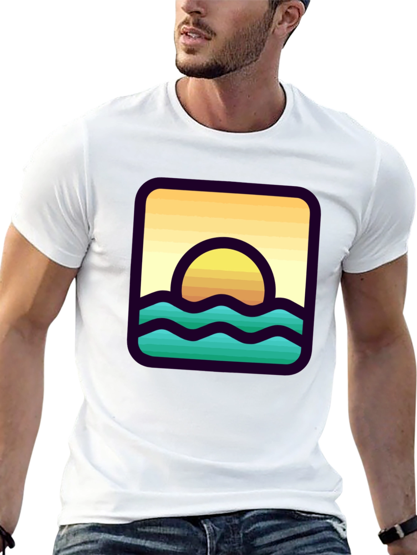Black Sunset Waves Graphic T-Shirt view 13