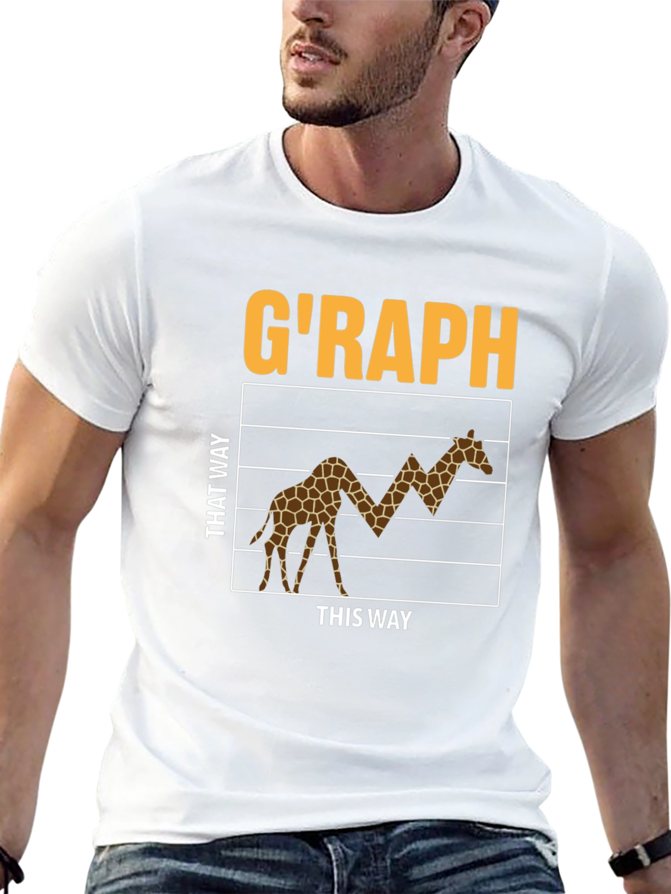 Black G'RAPH Giraffe Stock Market T-Shirt view 13
