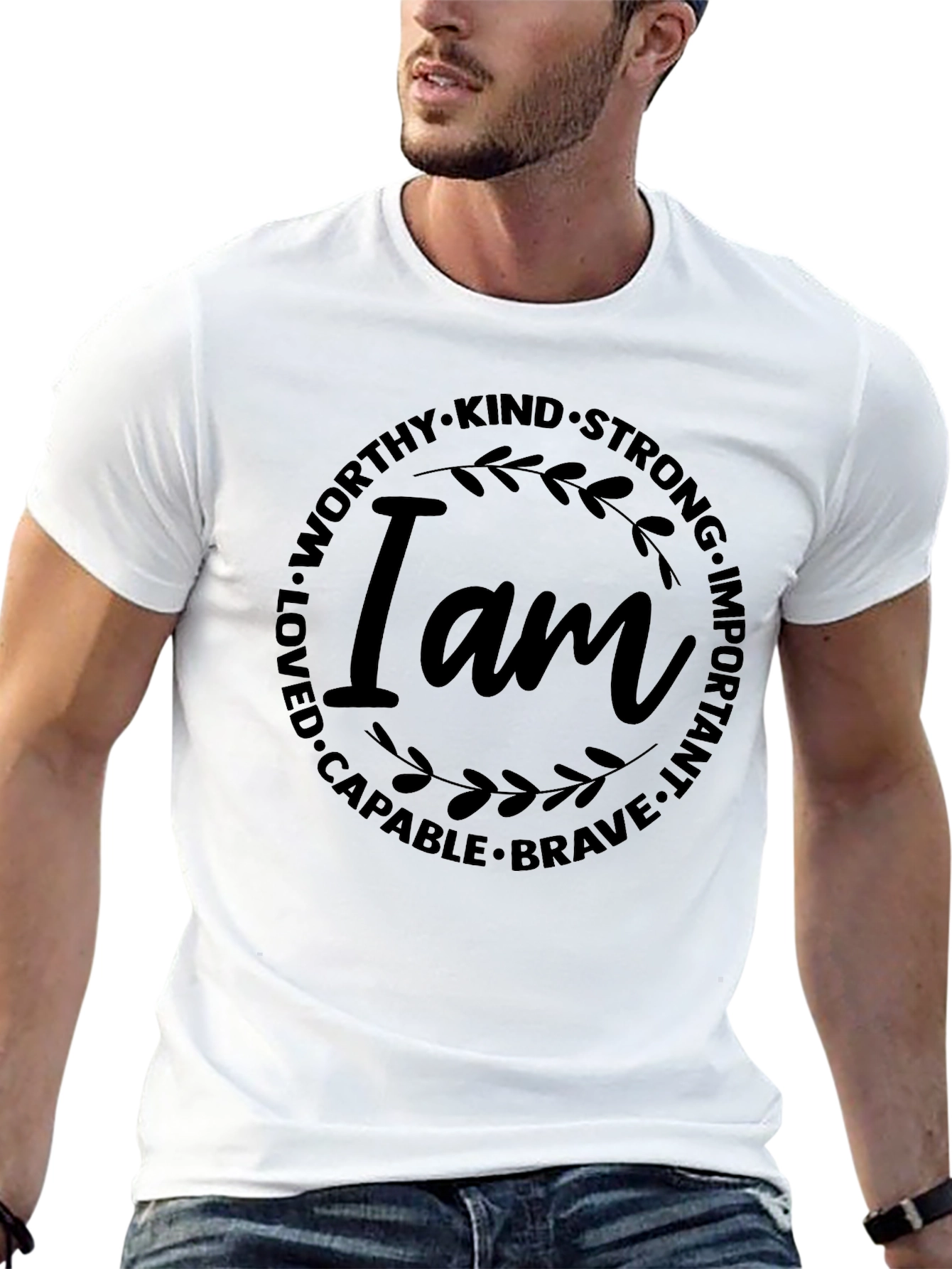 Black Inspirational I Am T-Shirt - Black view 13