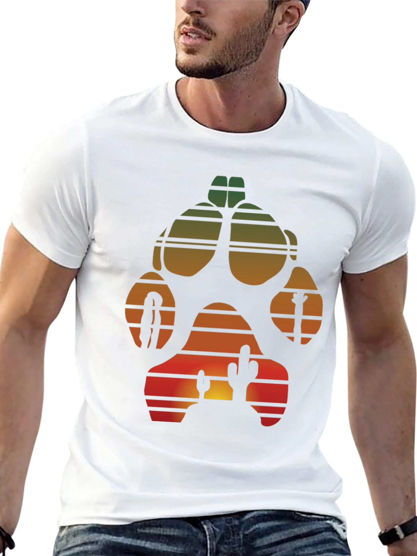 Black Desert Paw Print Graphic Tee - Stylish Unisex T-Shirt view 13