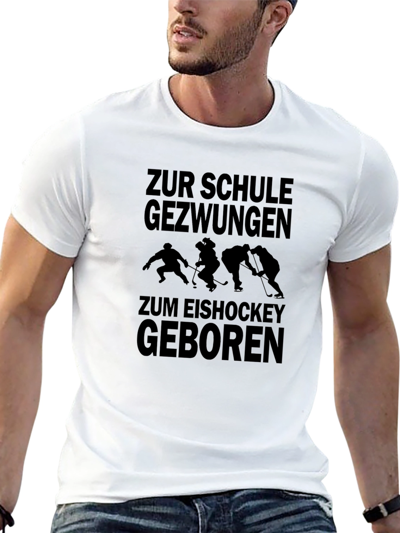 Black Ice Hockey Fan T-Shirt - German Text Design view 13