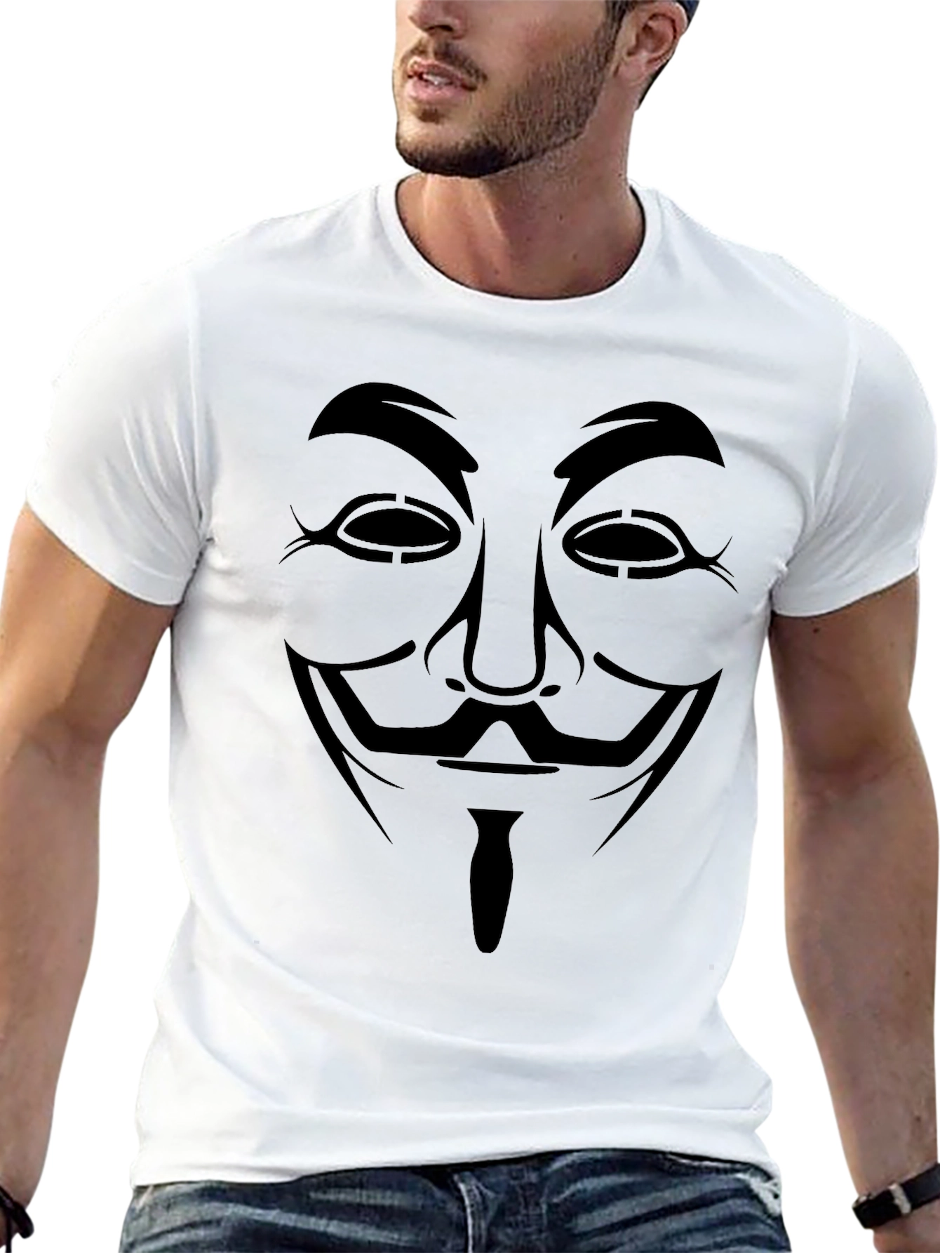 Black Anonymous Mask Graphic Tee - Black T-Shirt view 13