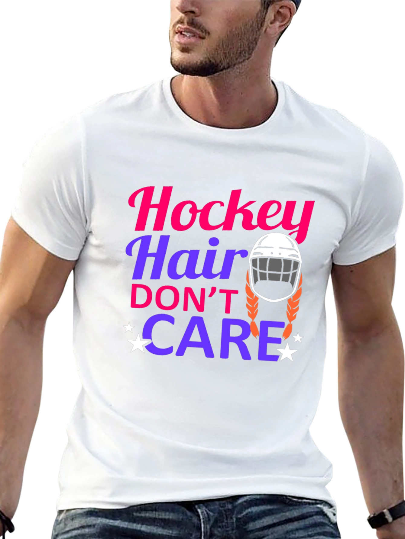 Black Hockey Hair Don't Care Graphic Tee view 13