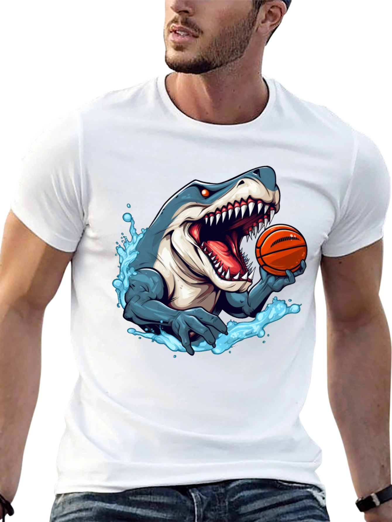 Black Shark Basketball T-Shirt - Men's Graphic Tee view 13