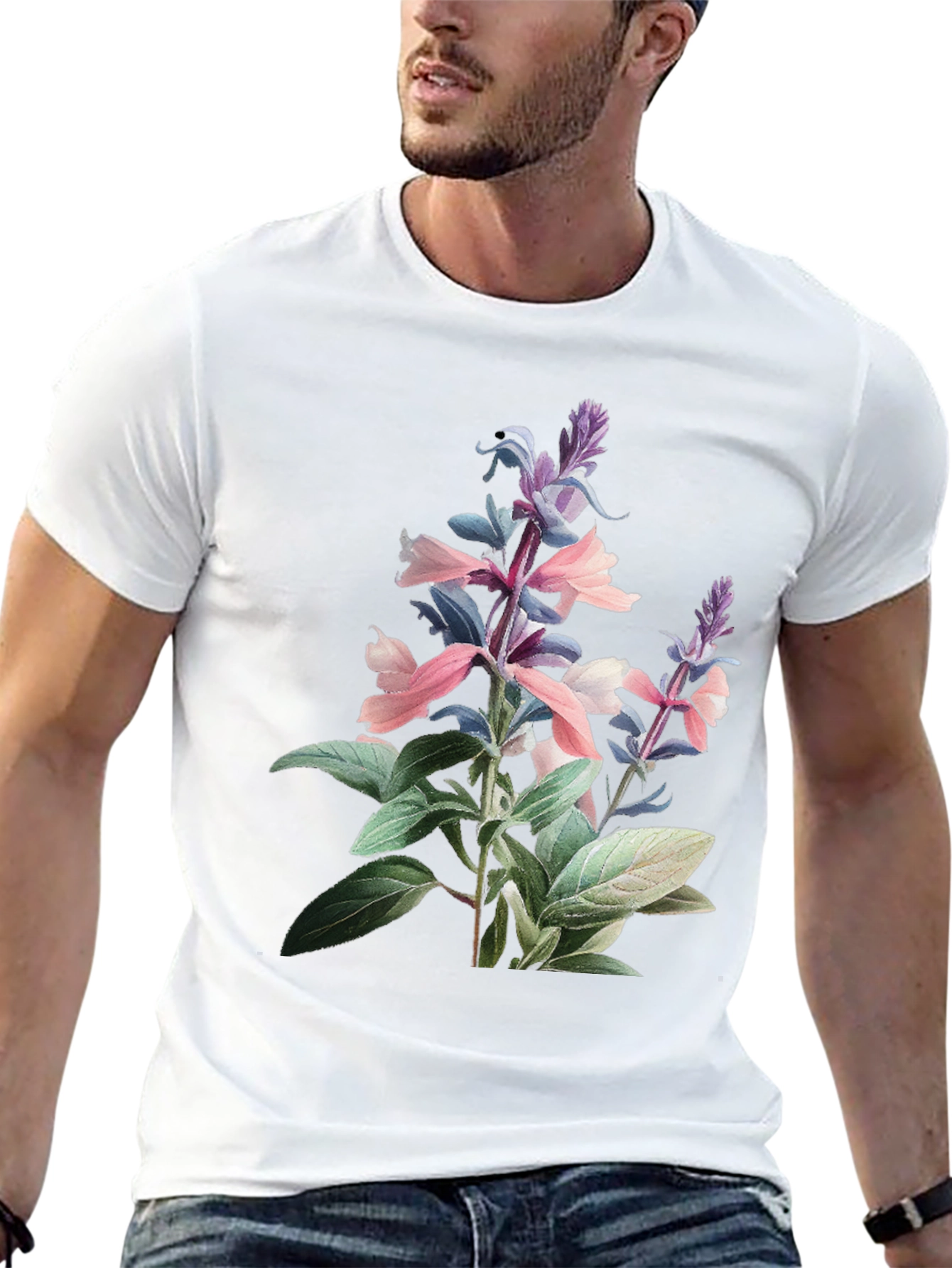 Black Floral Print Black T-Shirt view 13