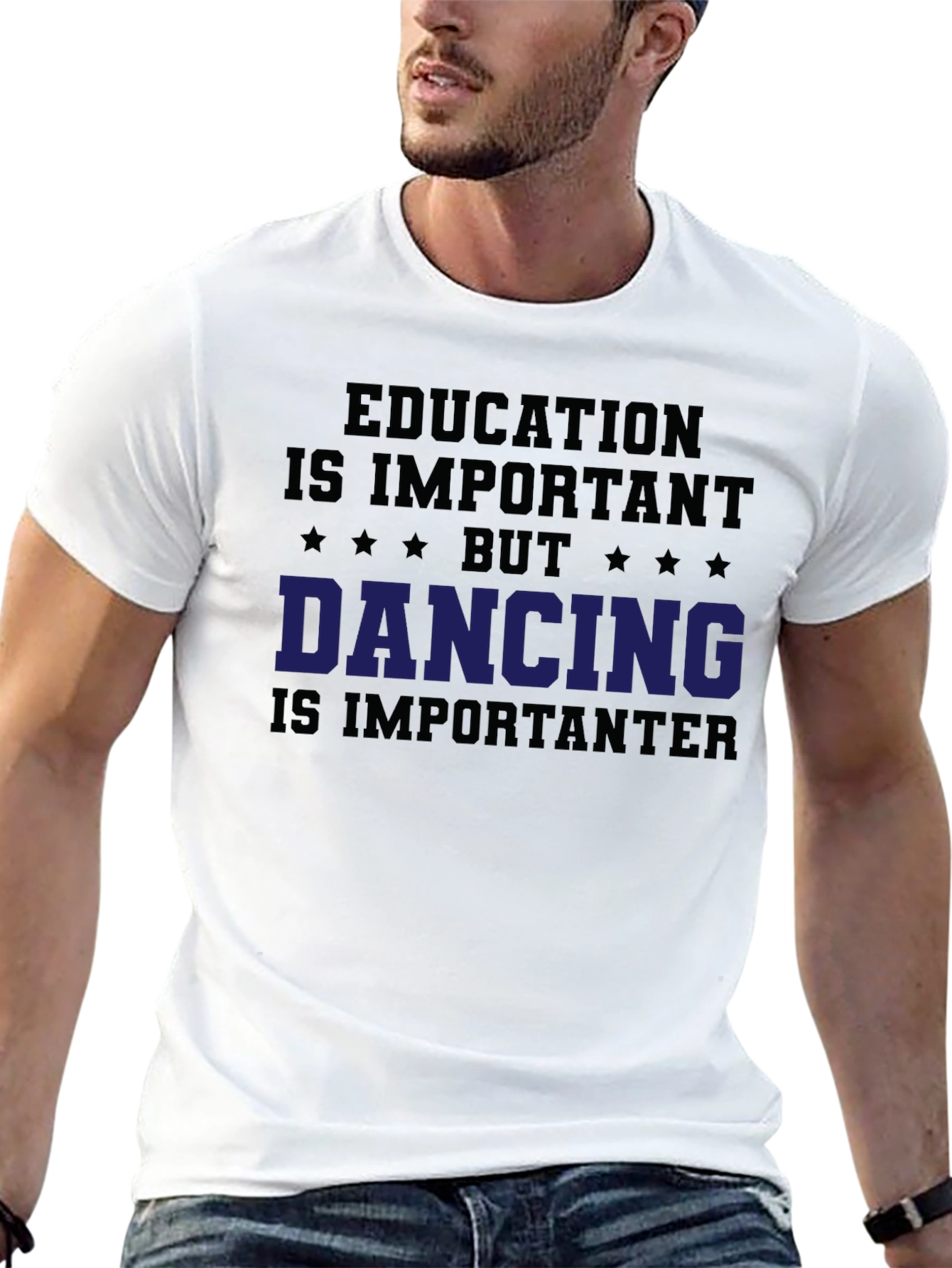 Black Funny Dancing T-Shirt - Education is Important Tee view 13