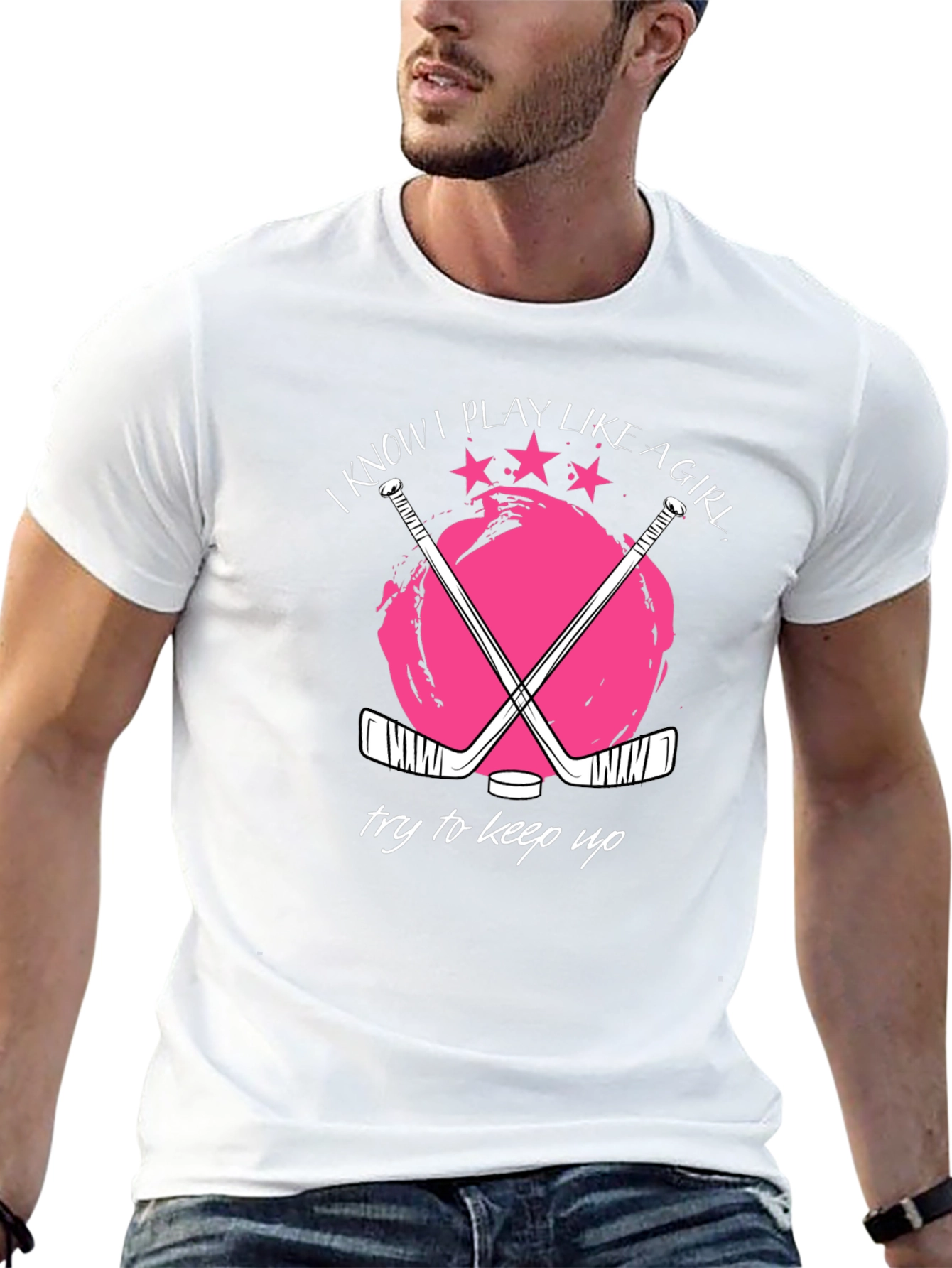 Black I Know I Play Like a Girl Hockey Graphic T-Shirt view 13