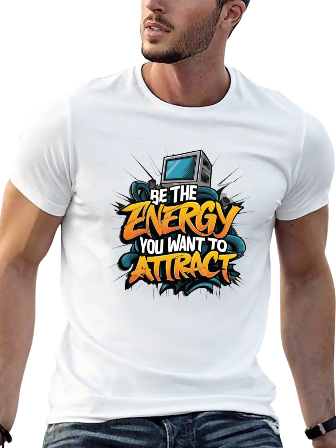 Black Motivational Graphic Tee - "Be The Energy" view 13