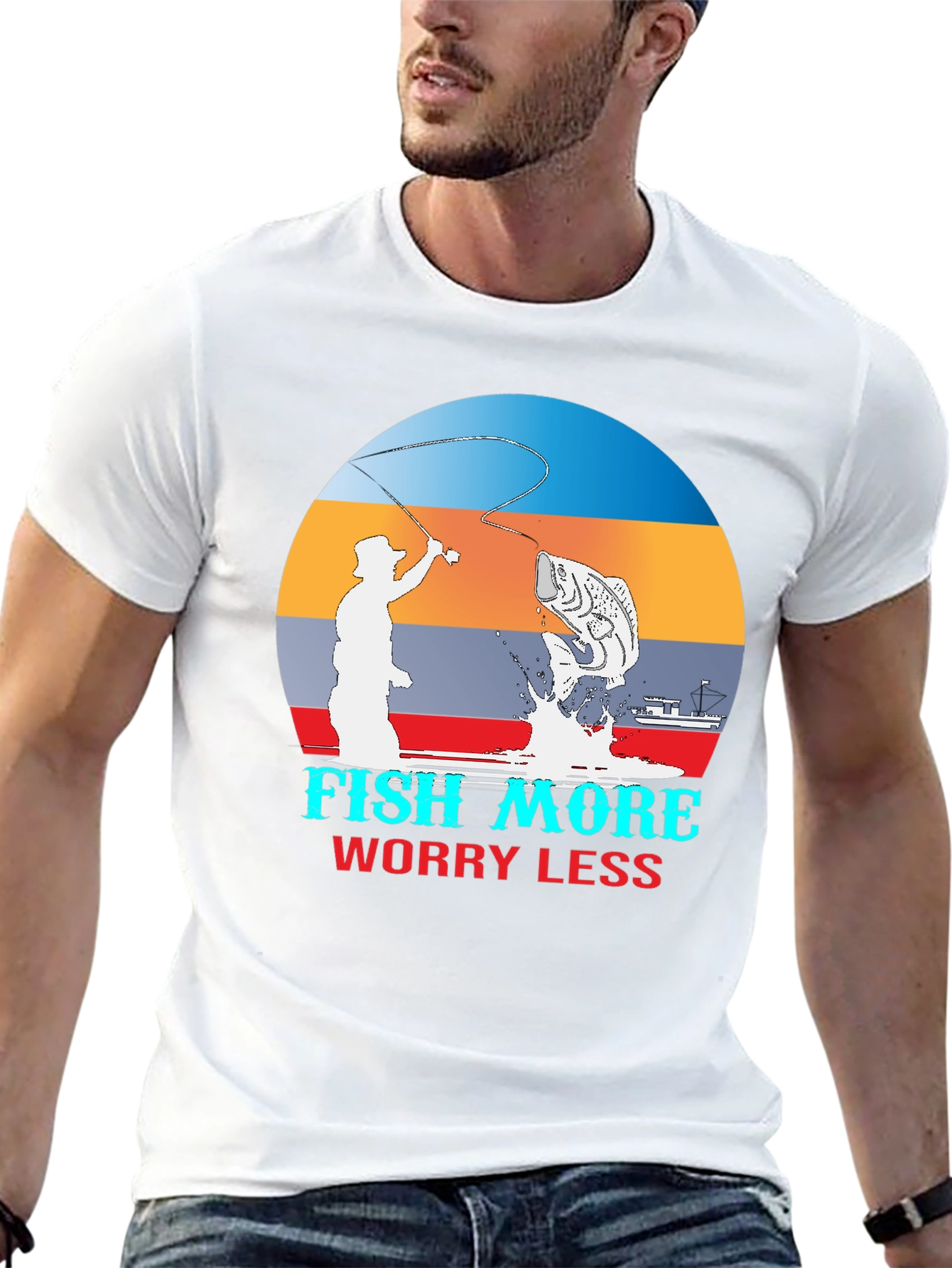 Black Fish More Worry Less Graphic T-Shirt view 13