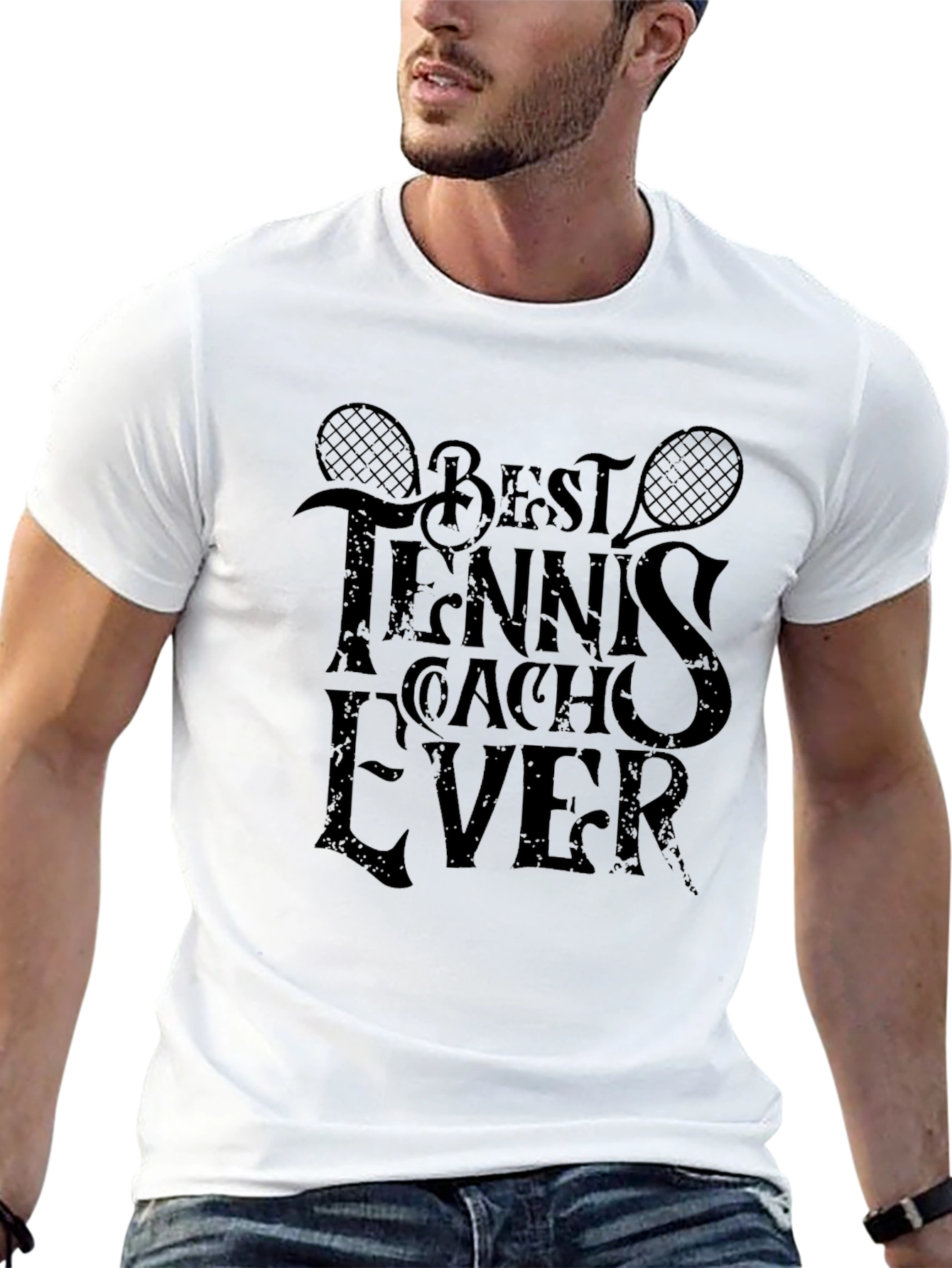 Black Best Tennis Coach Ever Graphic Tee view 13