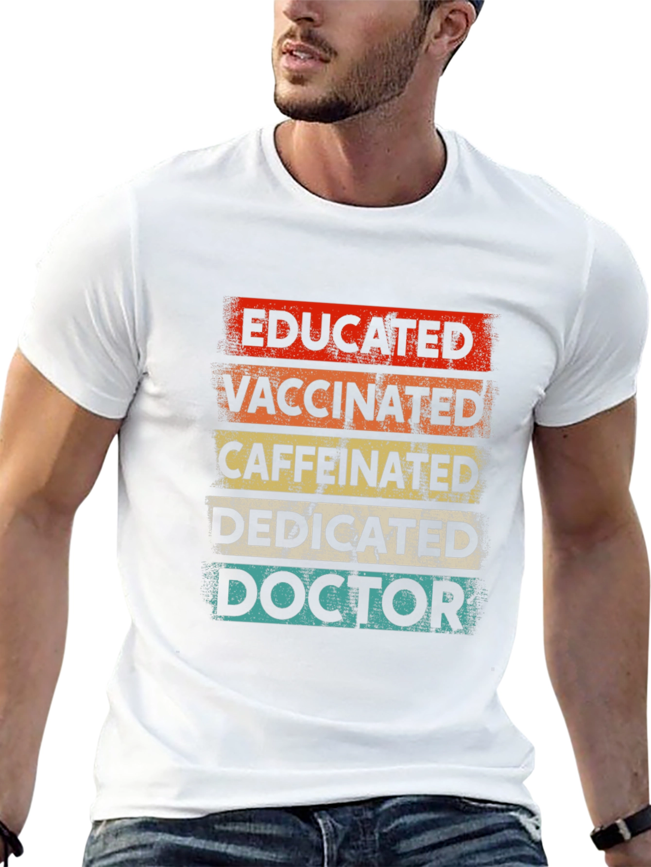 Black Educated Vaccinated Caffeinated Doctor T-Shirt view 13