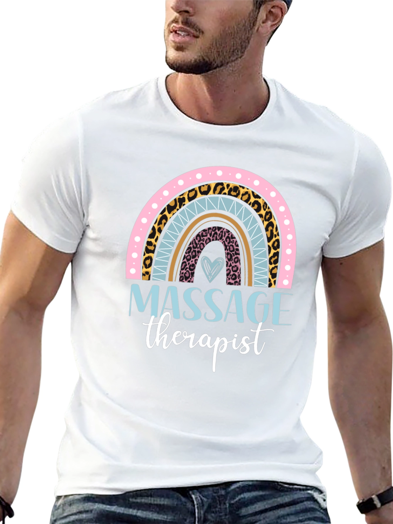 Black Massage Therapist Rainbow Graphic T-Shirt view 13