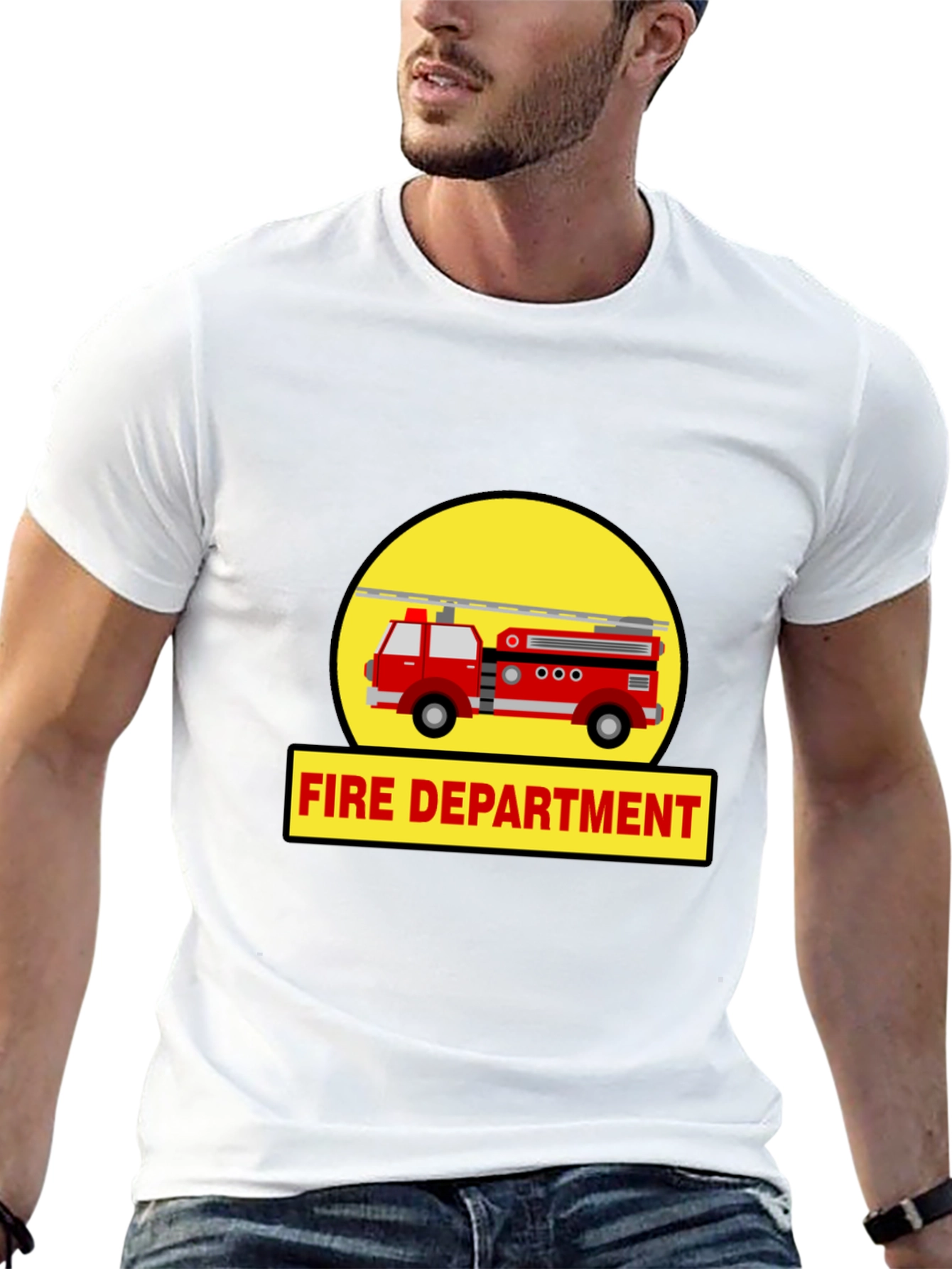 Black Fire Department Truck Graphic Tee view 13