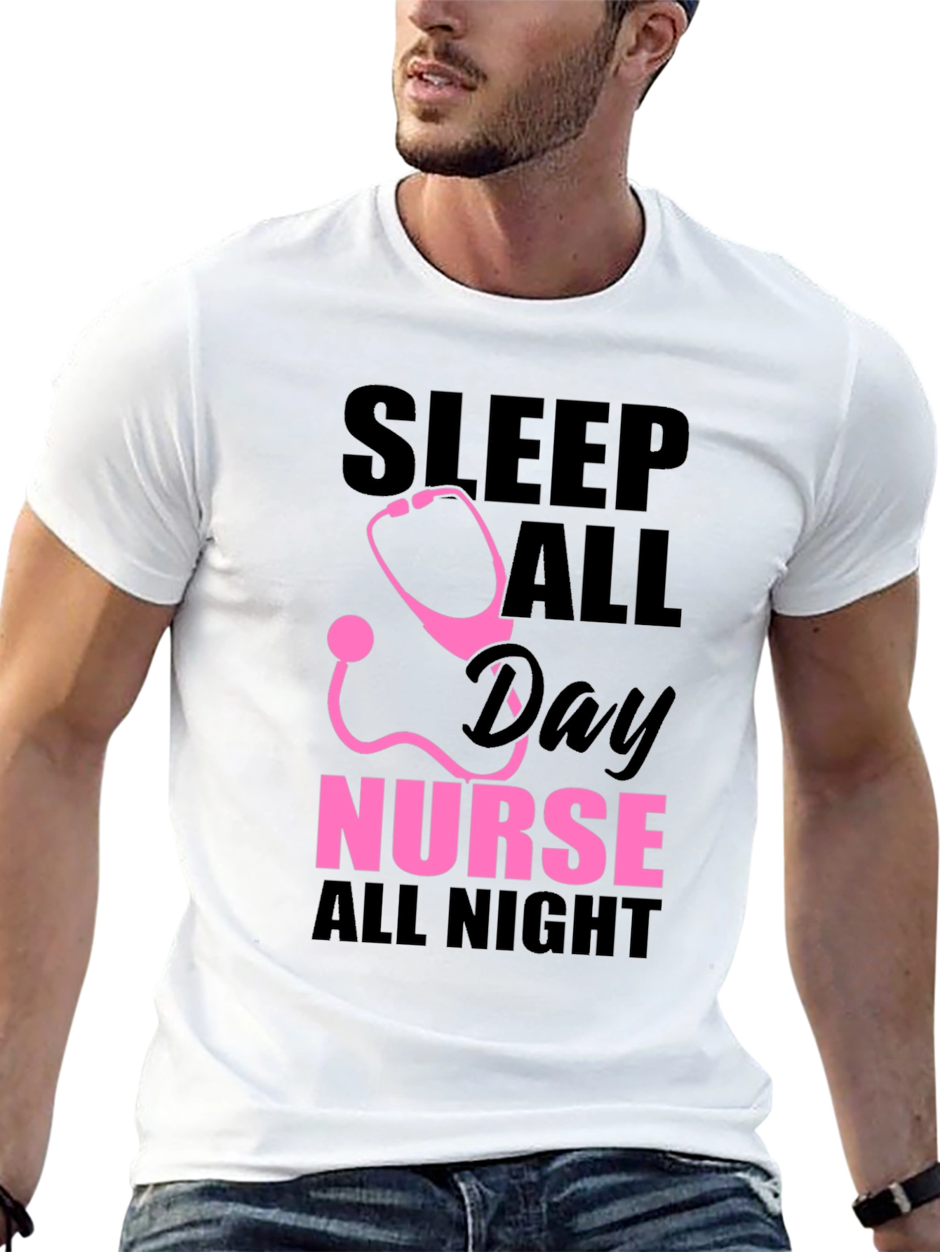 Black Nurse Sleep All Day T-Shirt view 13