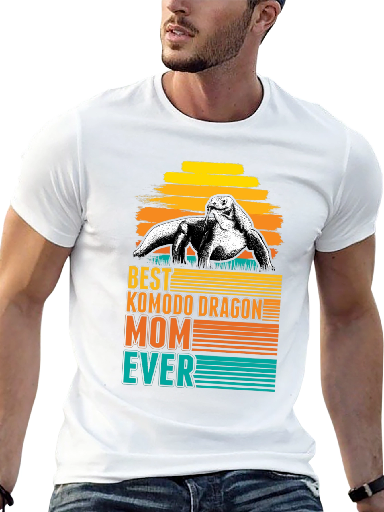 Black Komodo Dragon Mom Ever T-Shirt - Retro Style view 13