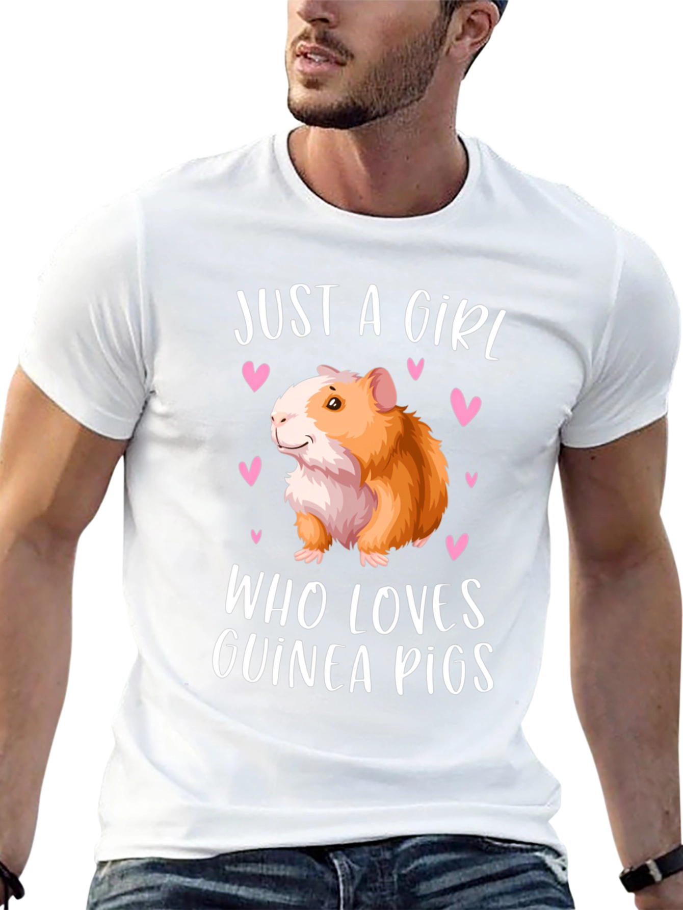 Black Just a Girl Who Loves Guinea Pigs T-Shirt view 13