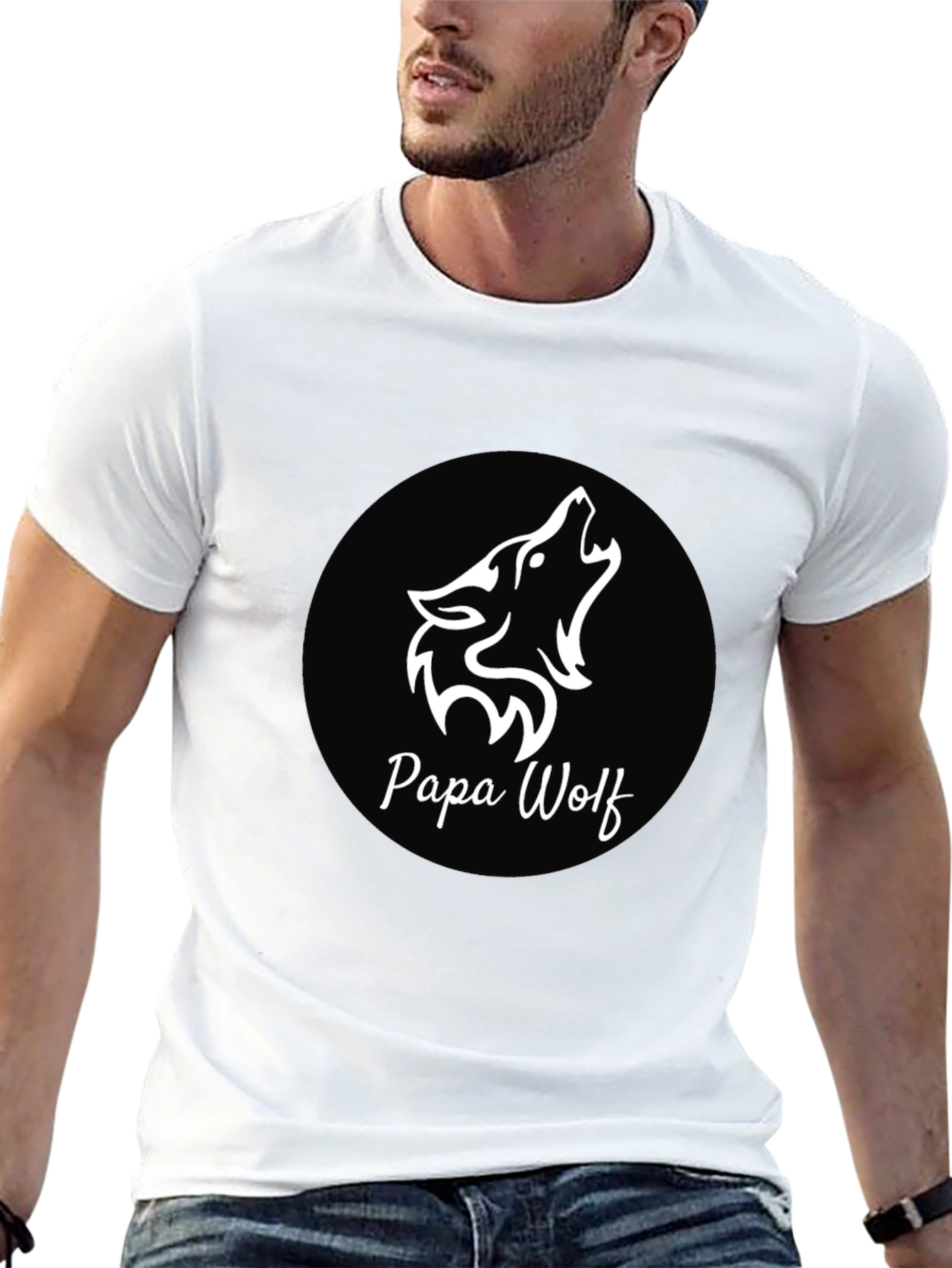 Black Papa Wolf Black T-Shirt - Graphic Design view 13