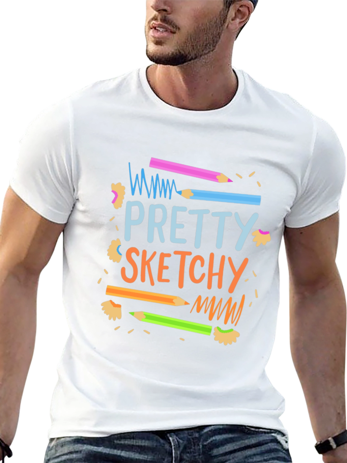 Black Pretty Sketchy Graphic T-Shirt - Unisex view 13