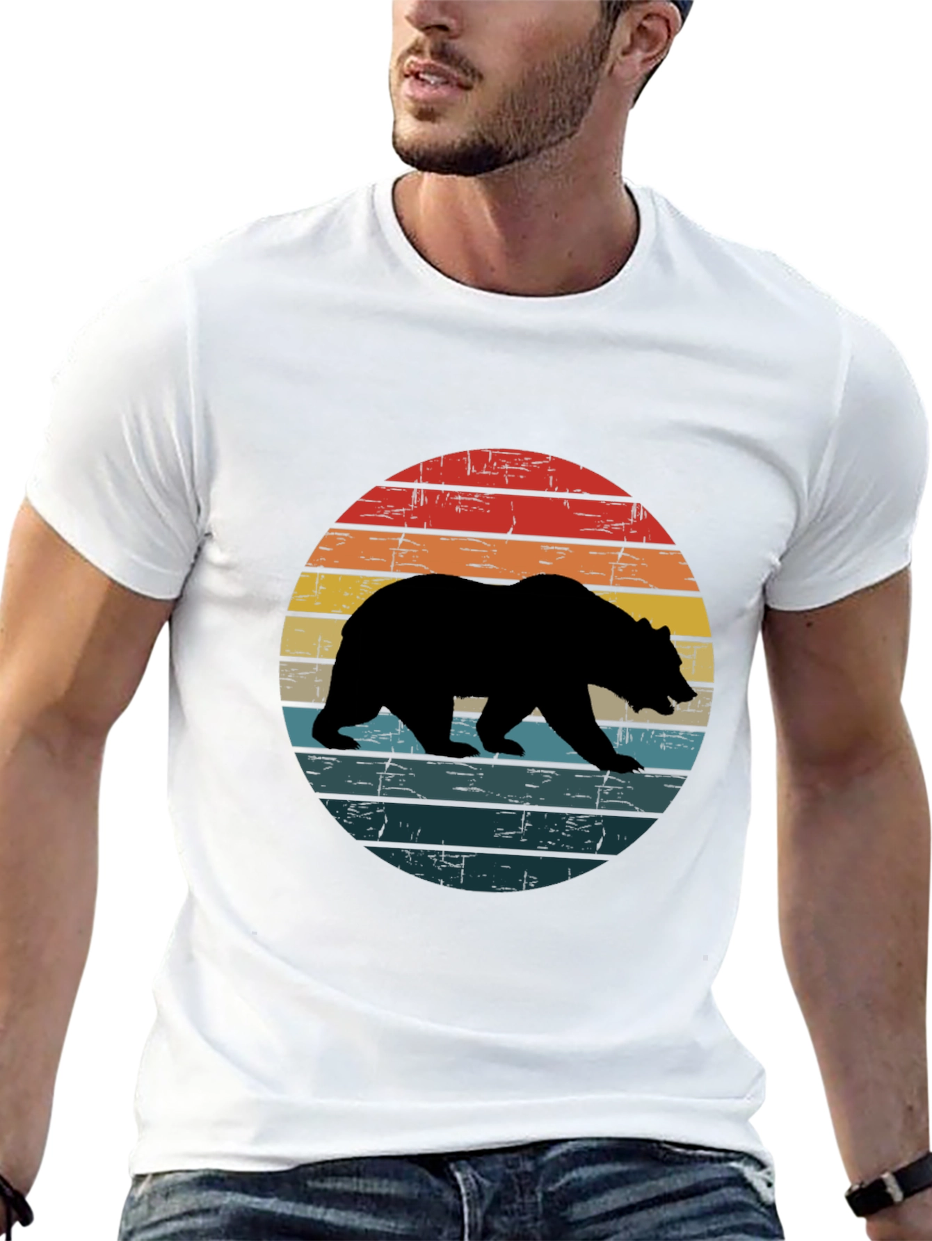 Black Retro Bear Silhouette T-Shirt - Black view 13